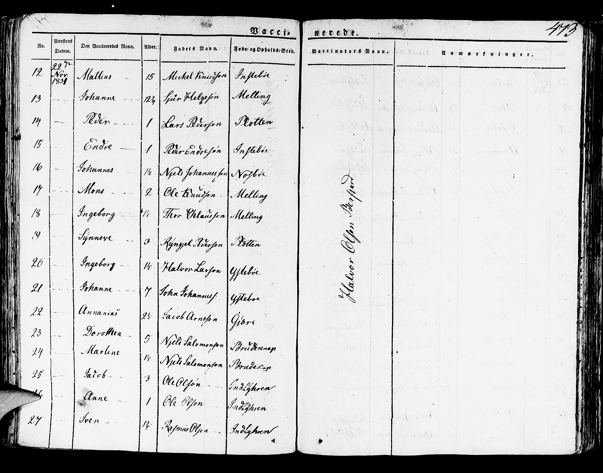 Lindås Sokneprestembete, AV/SAB-A-76701/H/Haa/Haaa/L0008: Parish register (official) no. A 8, 1823-1836, p. 473