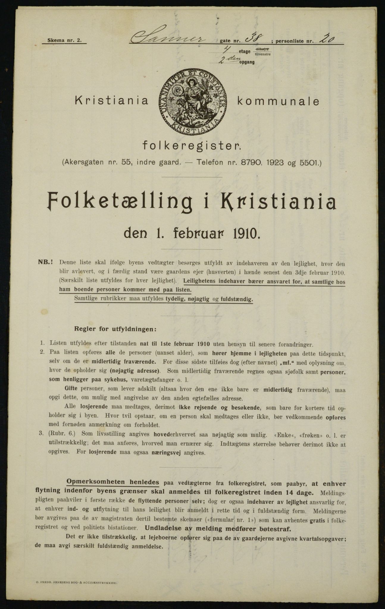 OBA, Municipal Census 1910 for Kristiania, 1910, p. 85147