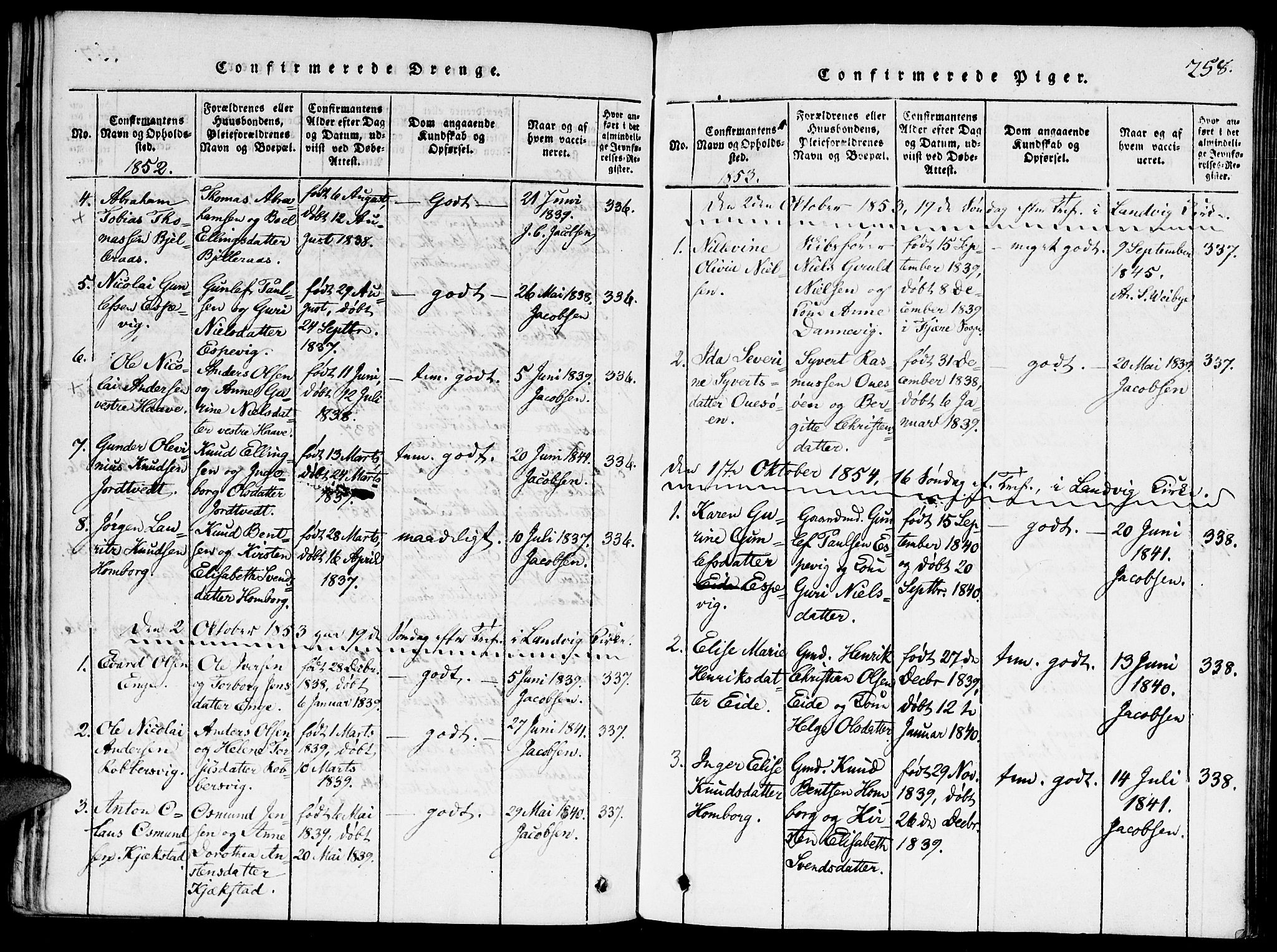 Hommedal sokneprestkontor, AV/SAK-1111-0023/F/Fa/Faa/L0001: Parish register (official) no. A 1, 1816-1860, p. 258