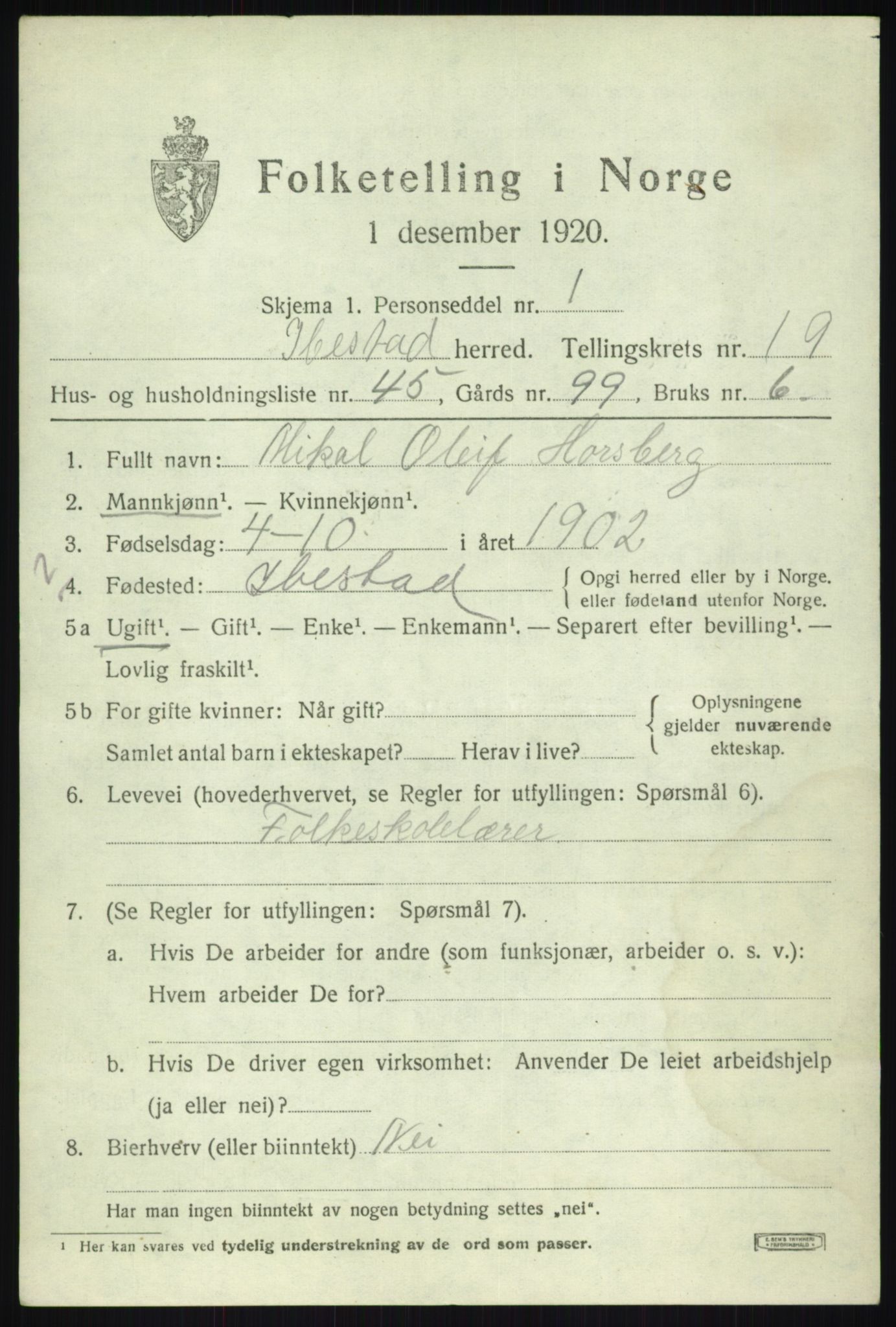 SATØ, 1920 census for Ibestad, 1920, p. 11261