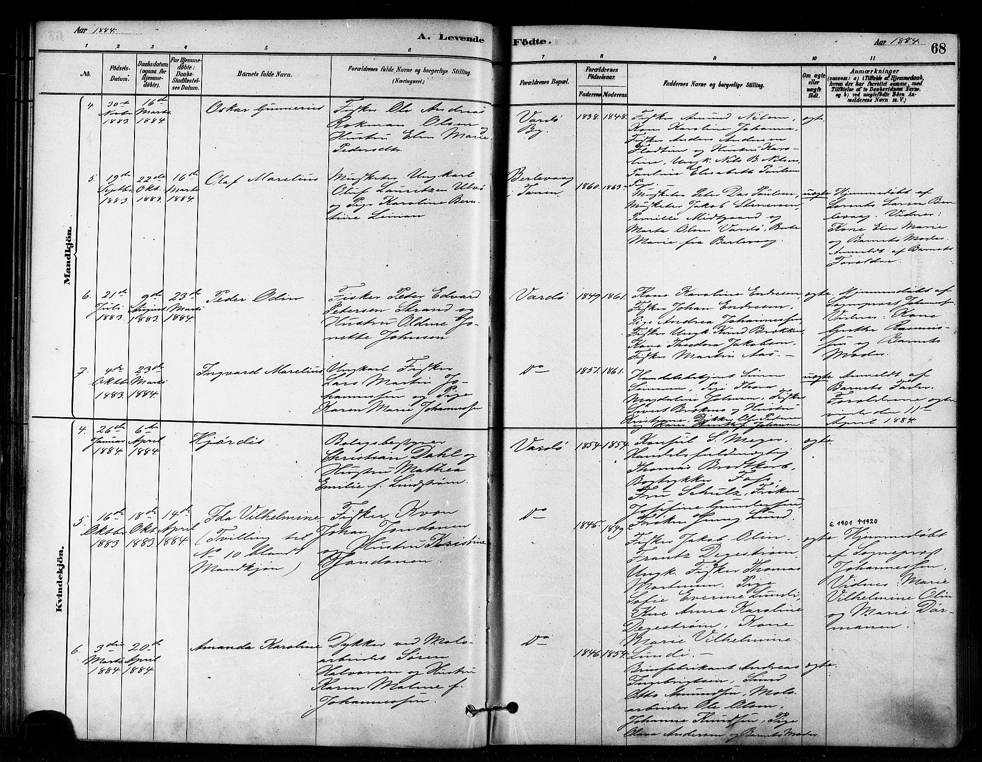 Vardø sokneprestkontor, SATØ/S-1332/H/Ha/L0006kirke: Parish register (official) no. 6, 1879-1886, p. 68