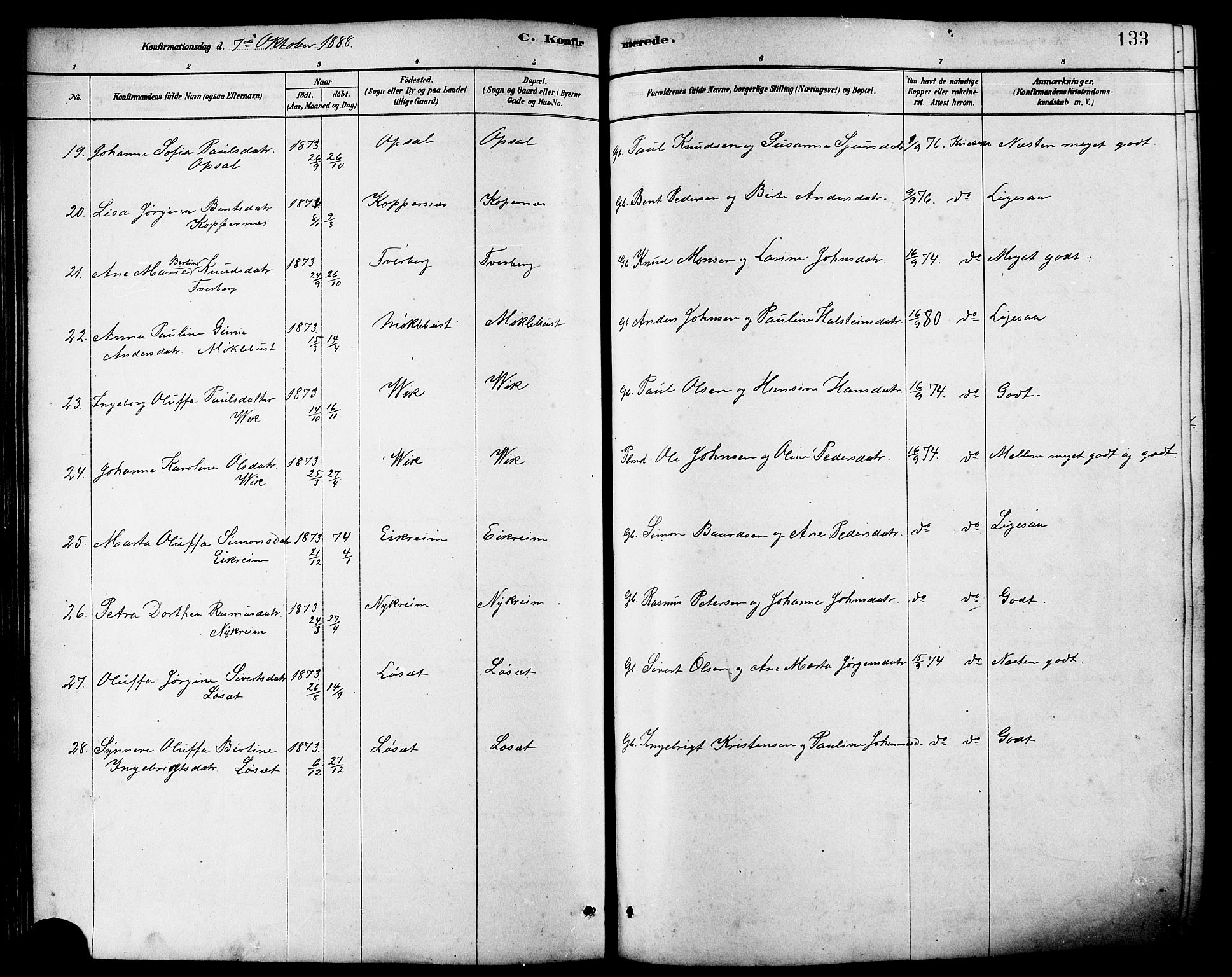 Ministerialprotokoller, klokkerbøker og fødselsregistre - Møre og Romsdal, AV/SAT-A-1454/502/L0027: Parish register (copy) no. 502C01, 1878-1908, p. 133