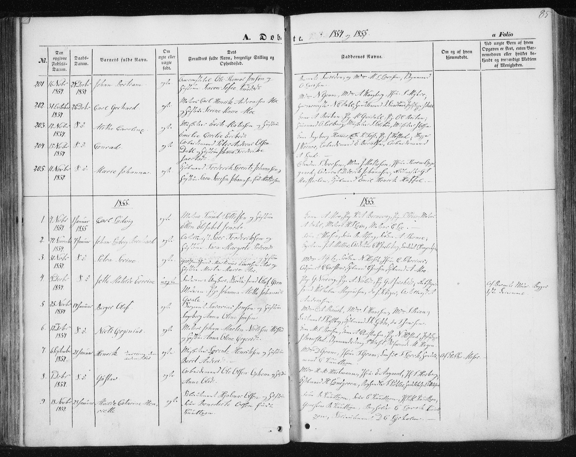 Ministerialprotokoller, klokkerbøker og fødselsregistre - Sør-Trøndelag, SAT/A-1456/602/L0112: Parish register (official) no. 602A10, 1848-1859, p. 85