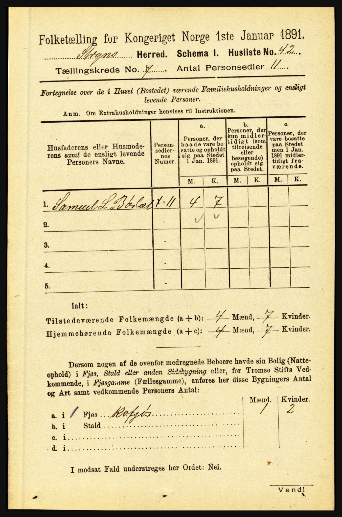 RA, 1891 census for 1448 Stryn, 1891, p. 2814