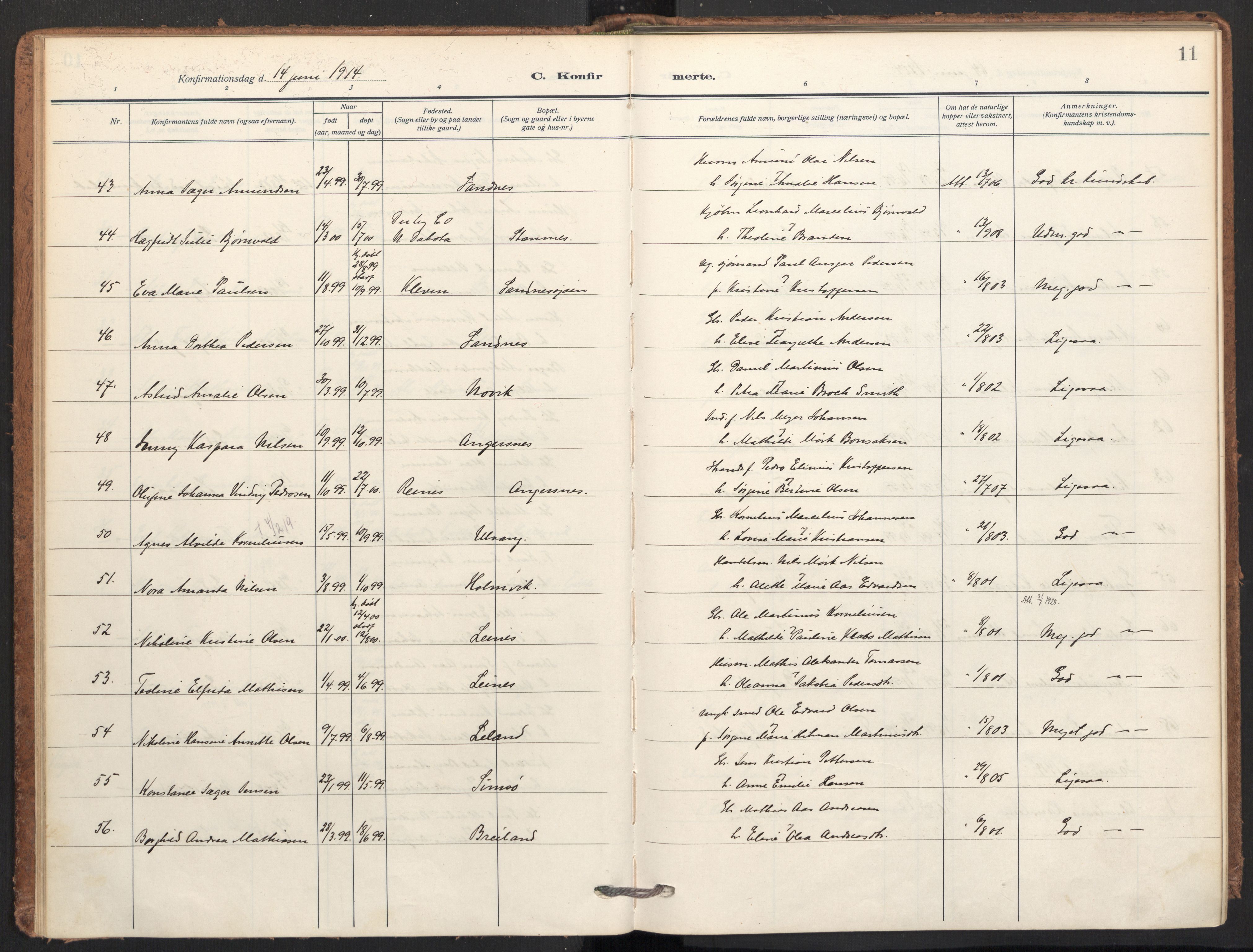 Ministerialprotokoller, klokkerbøker og fødselsregistre - Nordland, SAT/A-1459/831/L0473: Parish register (official) no. 831A04, 1909-1934, p. 11