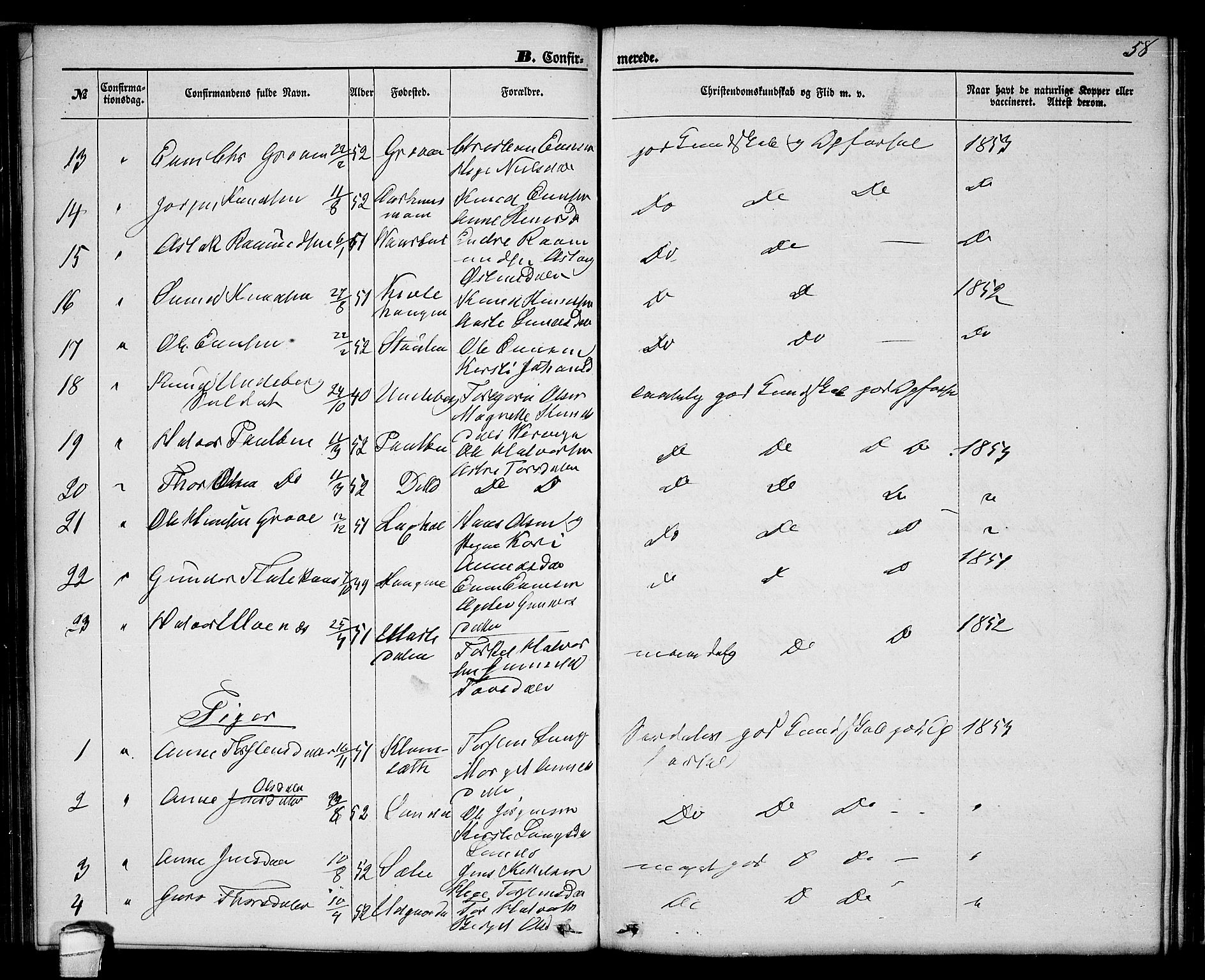 Seljord kirkebøker, AV/SAKO-A-20/G/Ga/L0003: Parish register (copy) no. I 3, 1866-1873, p. 58