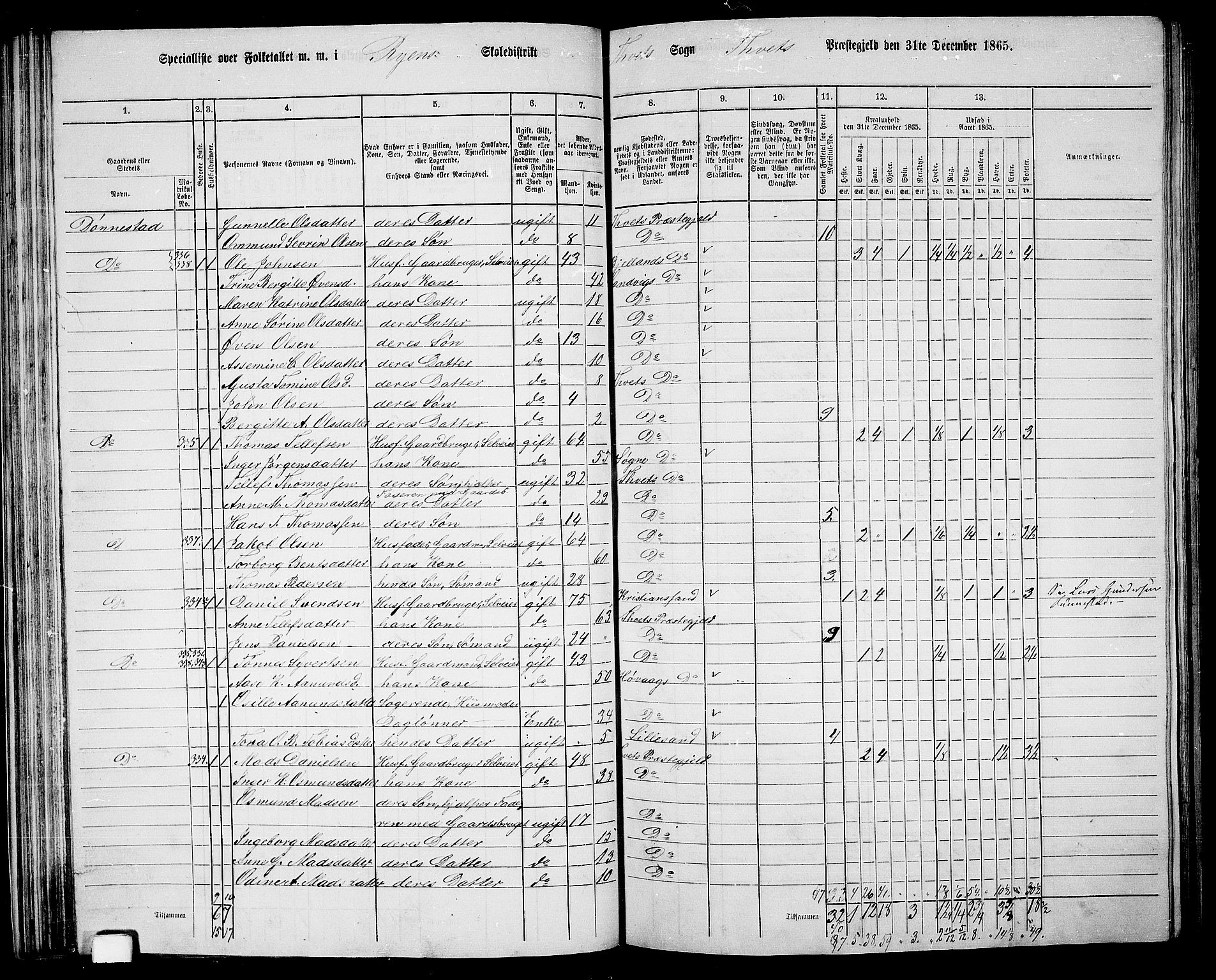 RA, 1865 census for Tveit, 1865, p. 50