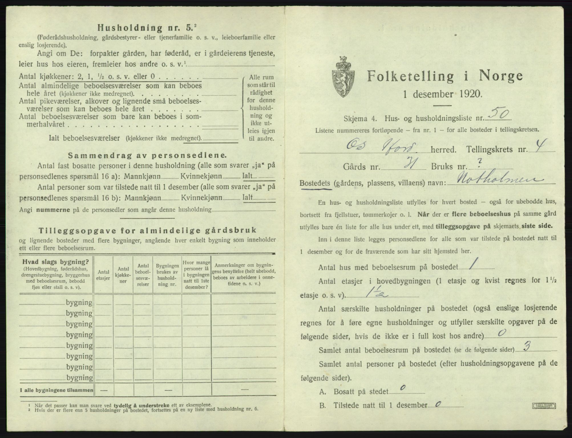 SAB, 1920 census for Os, 1920, p. 419