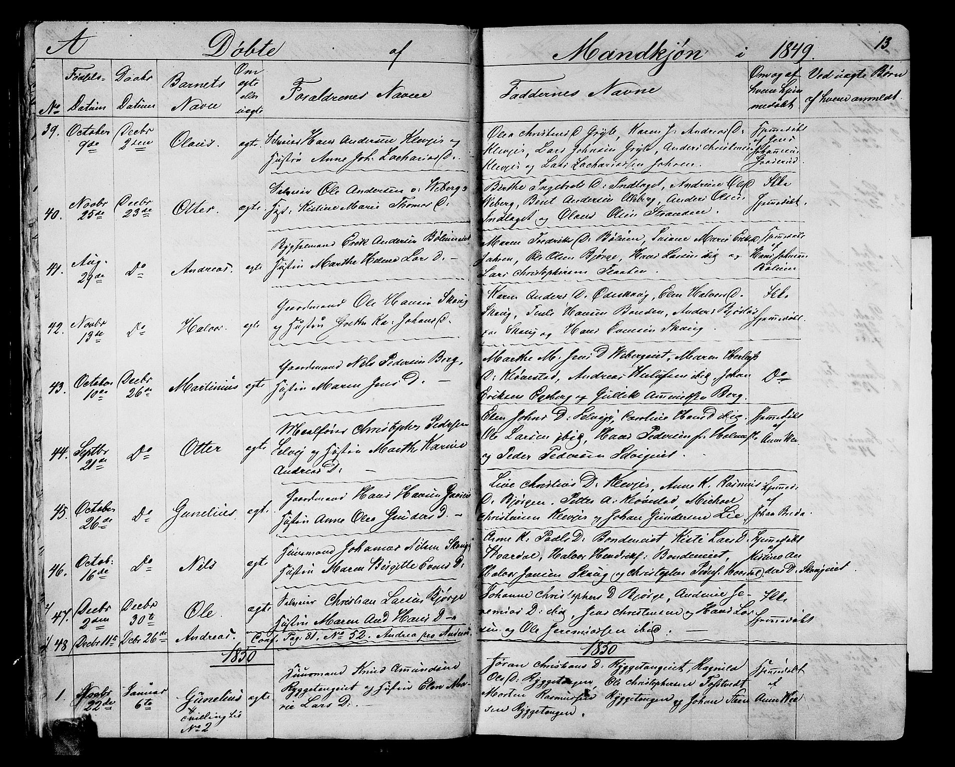 Sande Kirkebøker, AV/SAKO-A-53/G/Ga/L0002: Parish register (copy) no. 2, 1847-1863, p. 13