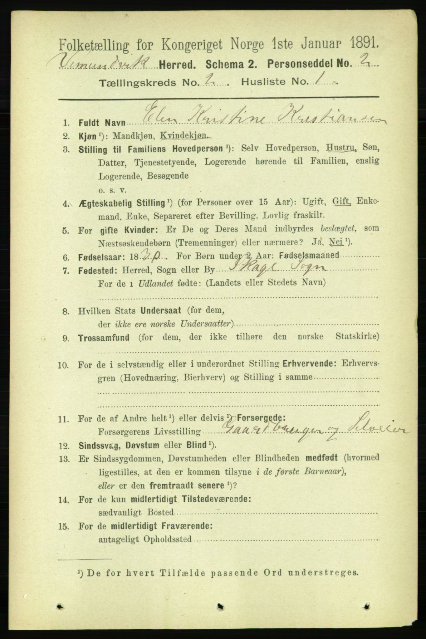 RA, 1891 census for 1745 Vemundvik, 1891, p. 567