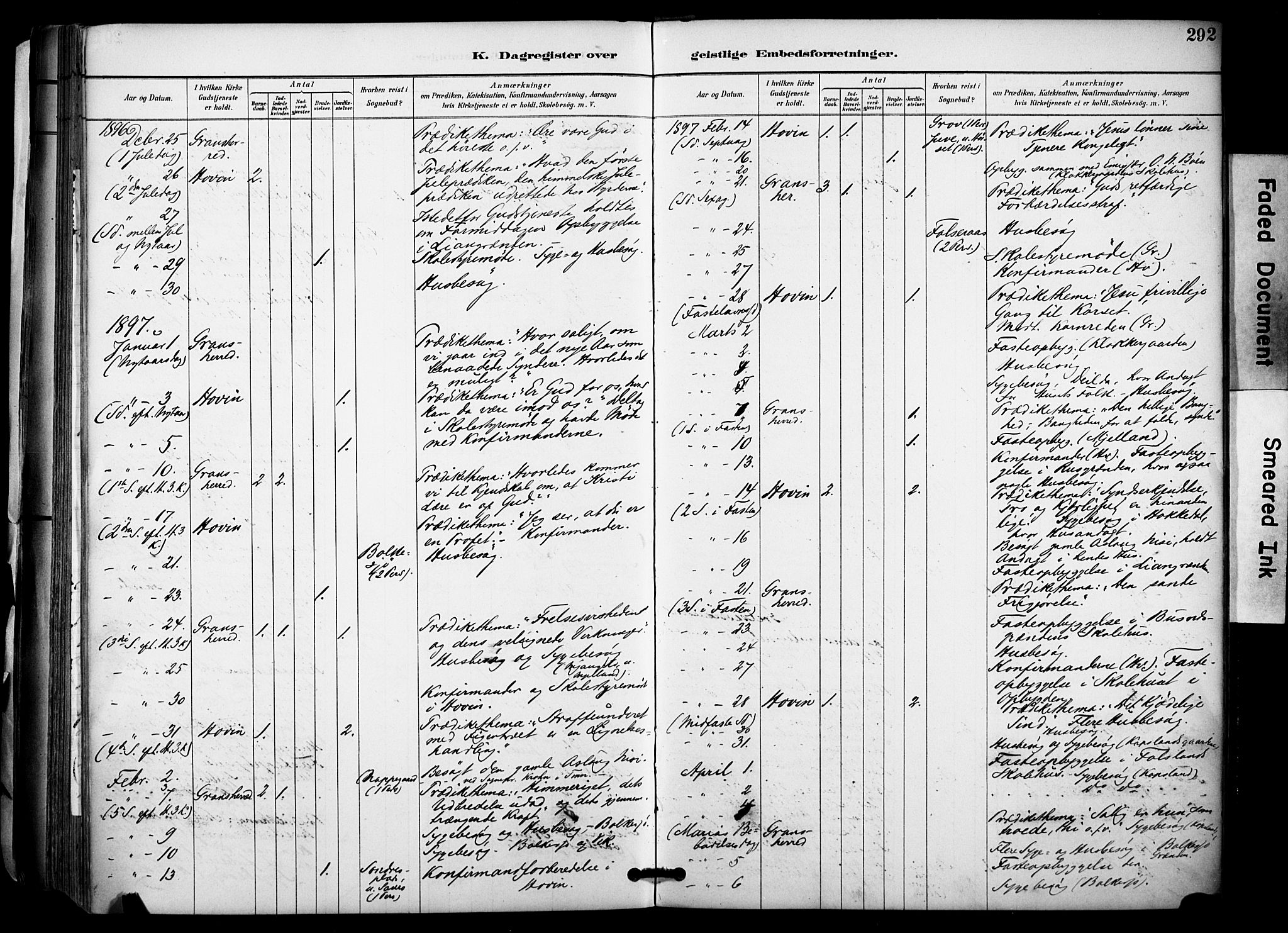 Gransherad kirkebøker, SAKO/A-267/F/Fa/L0005: Parish register (official) no. I 5, 1887-1916, p. 292