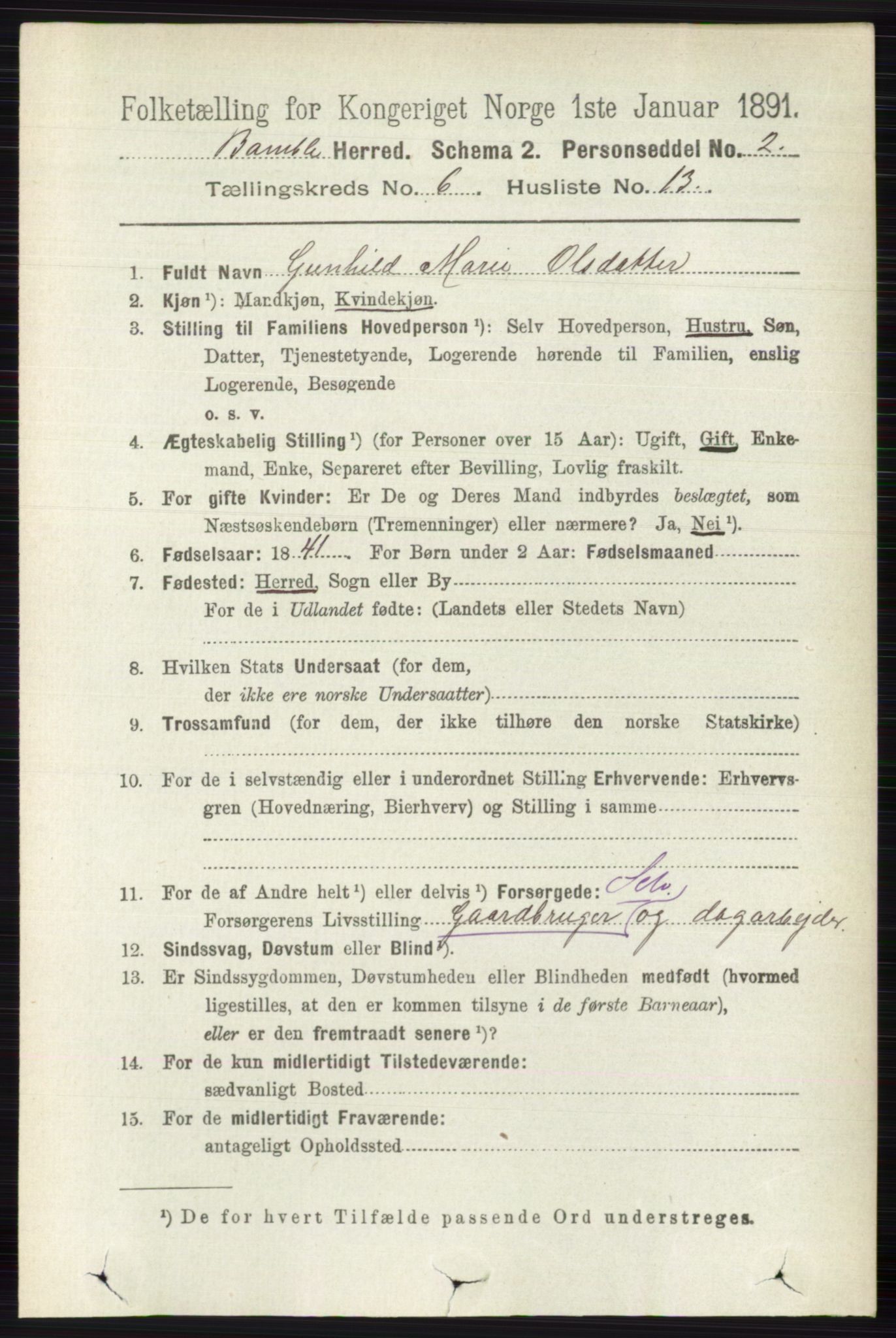 RA, 1891 census for 0814 Bamble, 1891, p. 2775