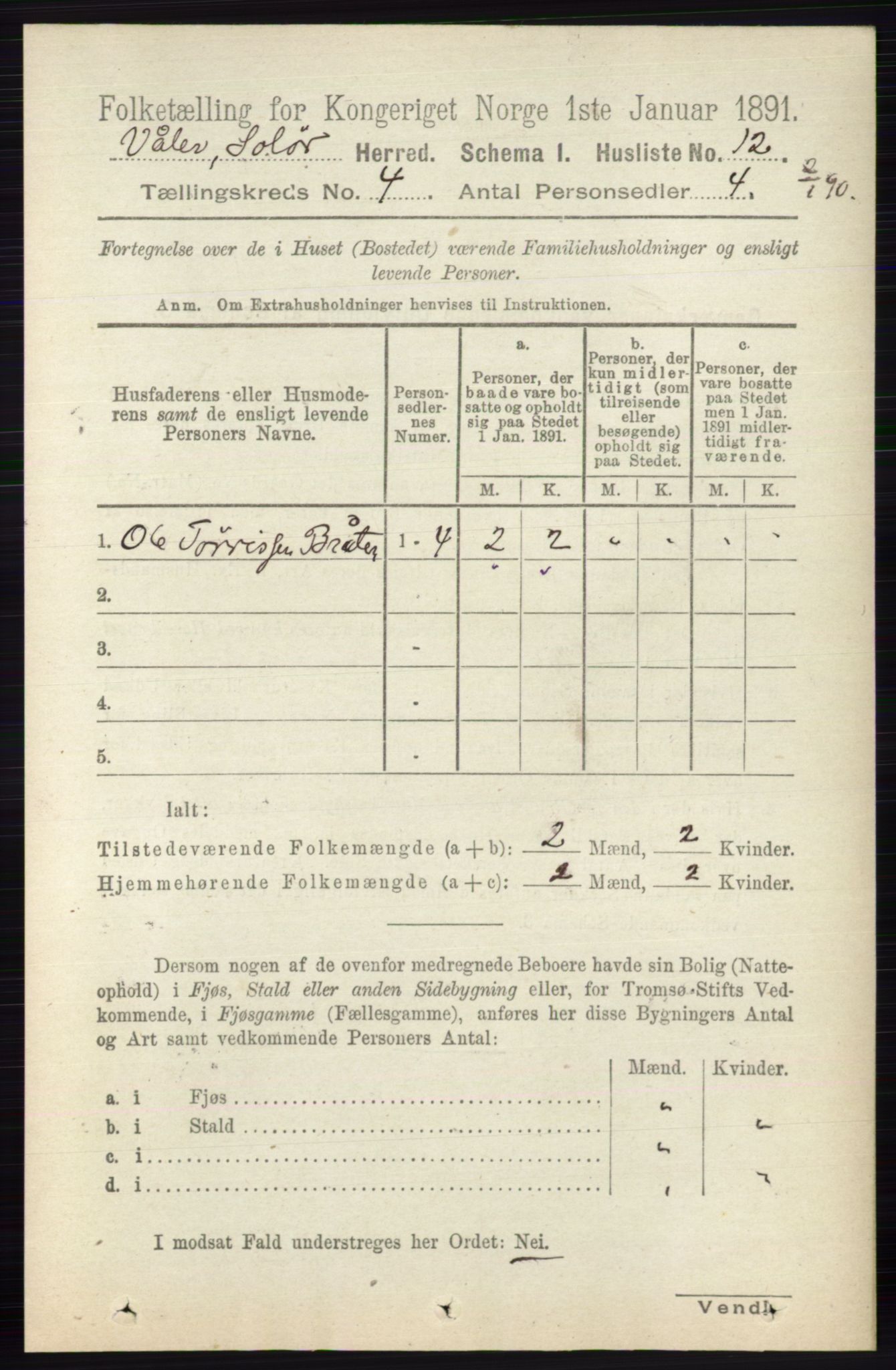 RA, 1891 census for 0426 Våler, 1891, p. 1417