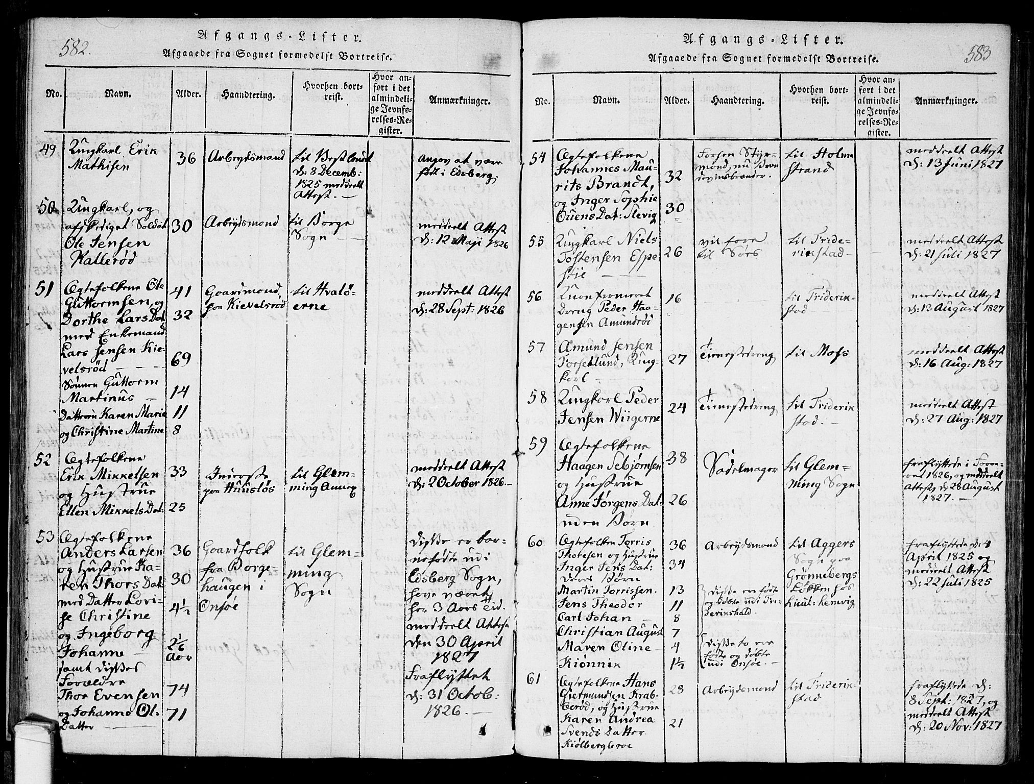Onsøy prestekontor Kirkebøker, SAO/A-10914/F/Fa/L0002: Parish register (official) no. I 2, 1814-1840, p. 582-583