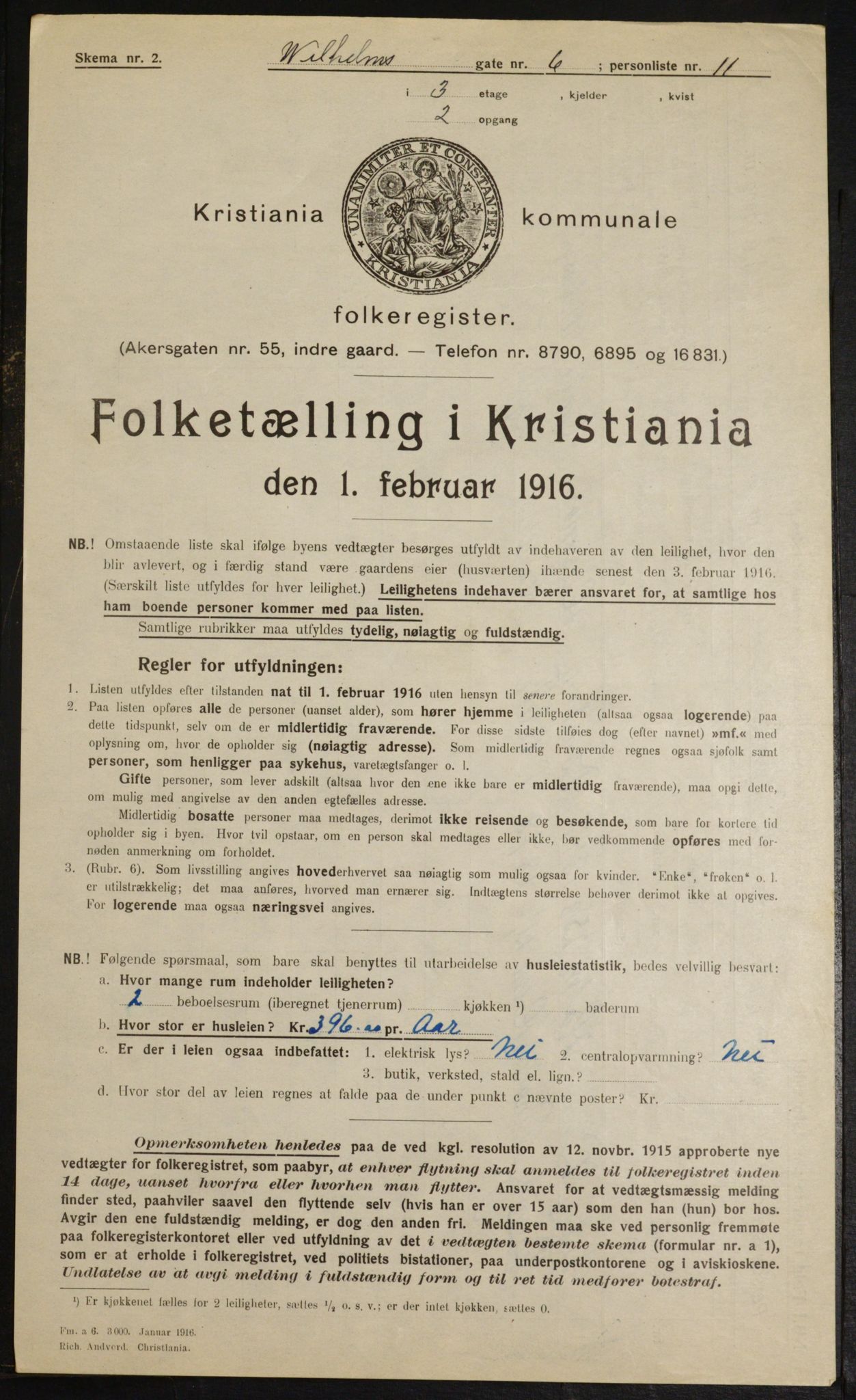 OBA, Municipal Census 1916 for Kristiania, 1916, p. 131922