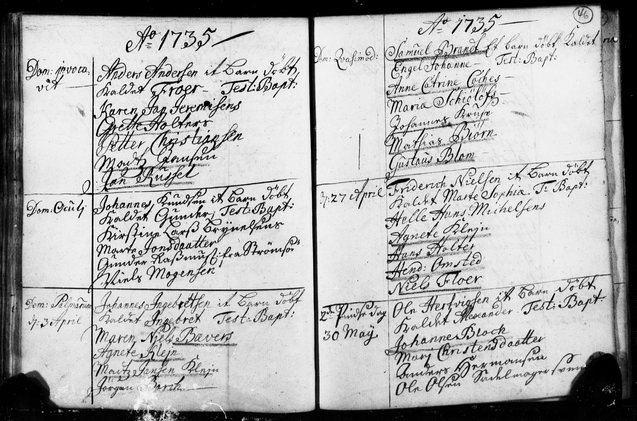 Strømsø kirkebøker, AV/SAKO-A-246/F/Fb/L0001: Parish register (official) no. II 1, 1725-1737, p. 46