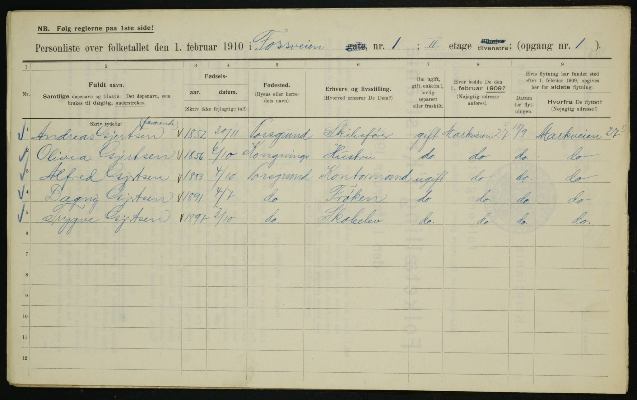 OBA, Municipal Census 1910 for Kristiania, 1910, p. 23204