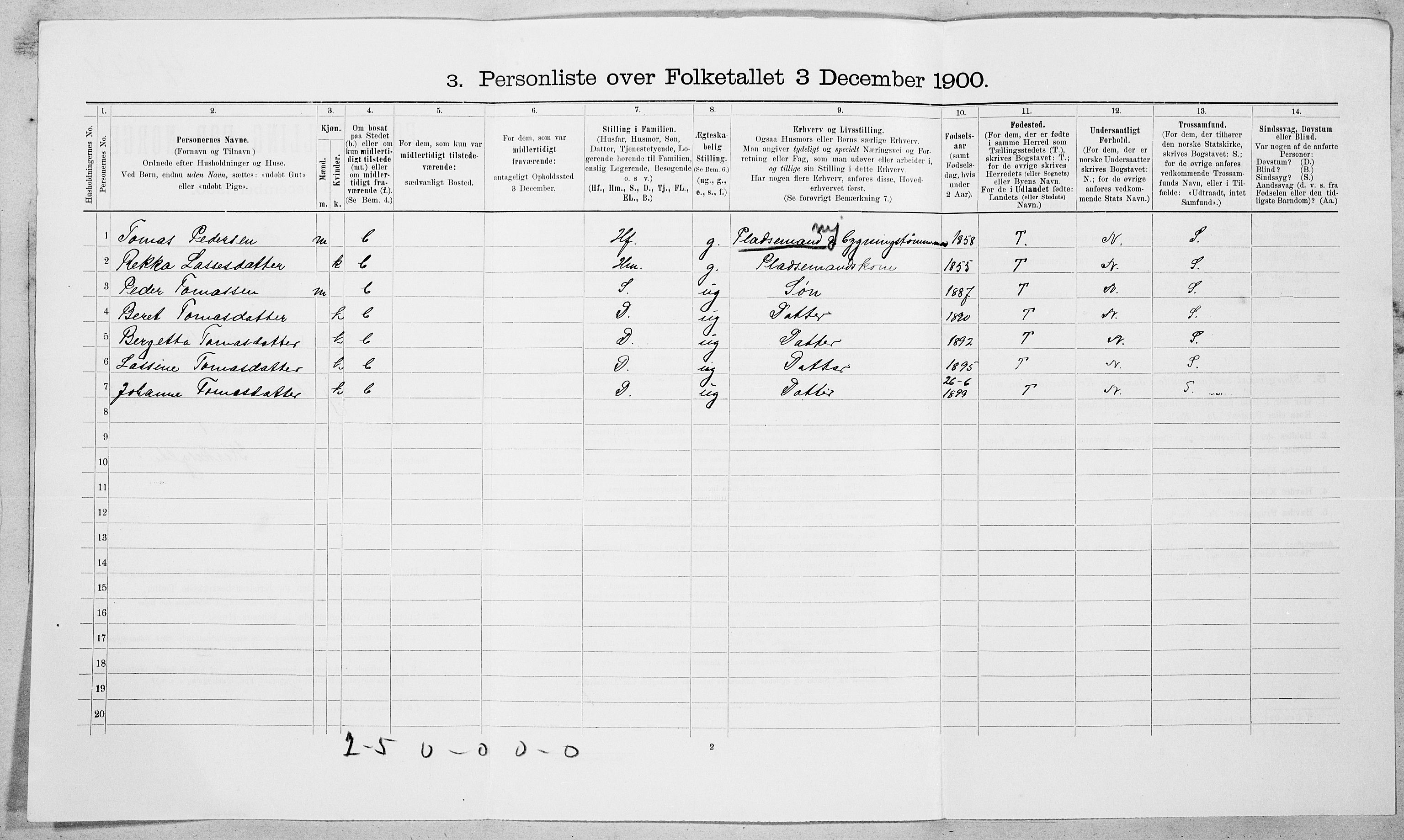 SAT, 1900 census for Sylte, 1900, p. 303