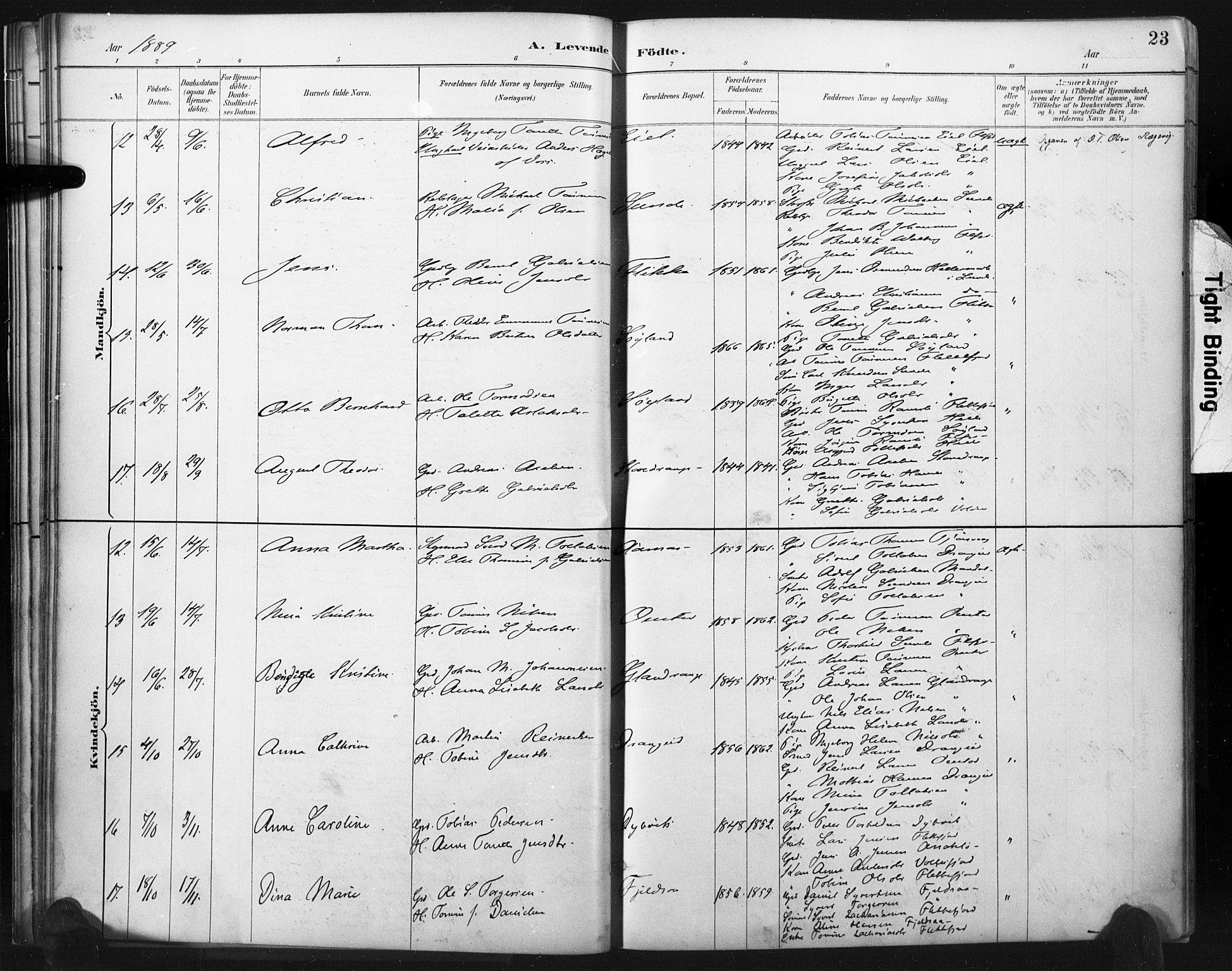 Flekkefjord sokneprestkontor, SAK/1111-0012/F/Fa/Fac/L0008: Parish register (official) no. A 8, 1885-1898, p. 23