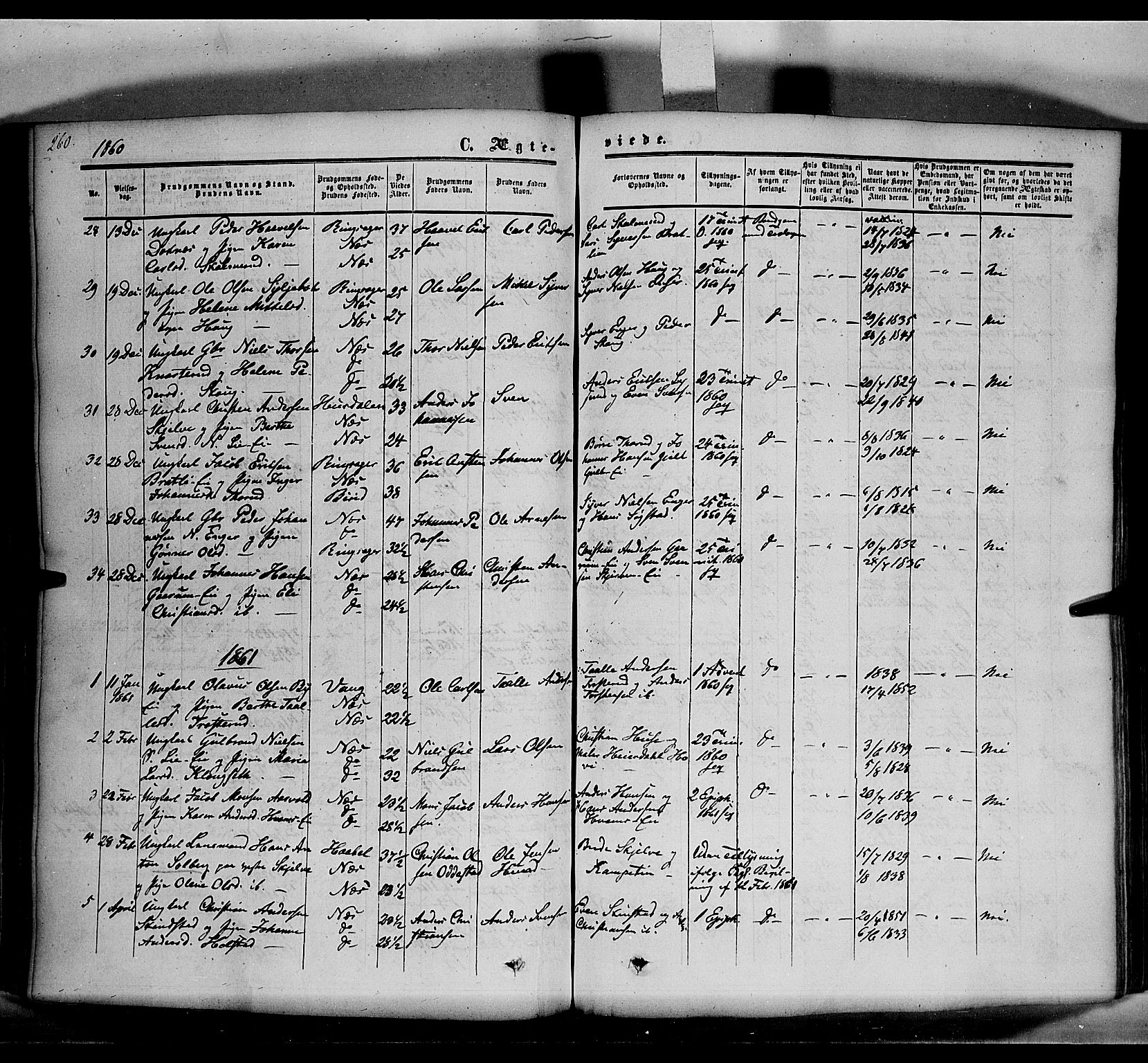 Nes prestekontor, Hedmark, AV/SAH-PREST-020/K/Ka/L0004: Parish register (official) no. 4, 1852-1886, p. 260