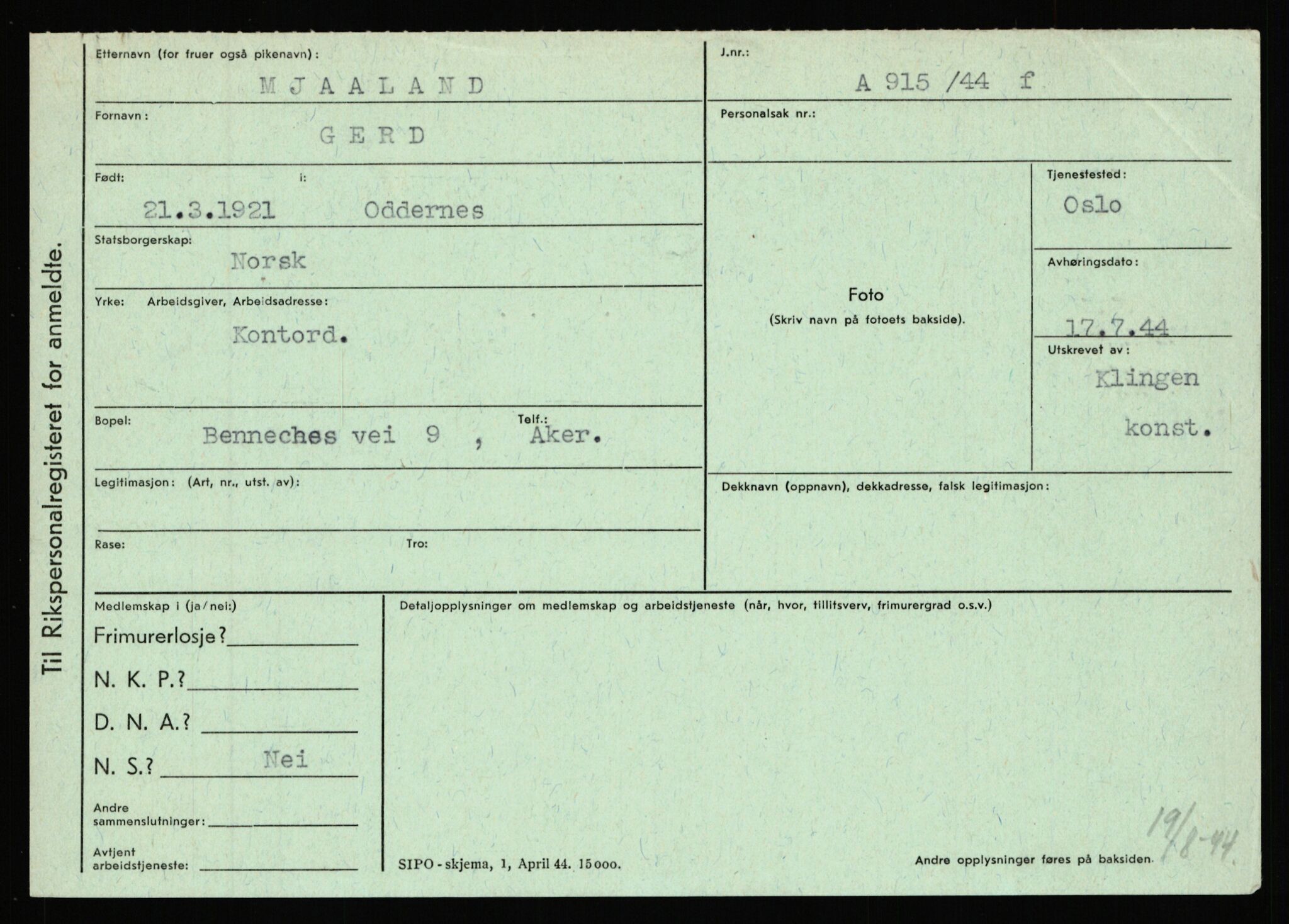 Statspolitiet - Hovedkontoret / Osloavdelingen, AV/RA-S-1329/C/Ca/L0010: Lind - Moksnes, 1943-1945, p. 4295