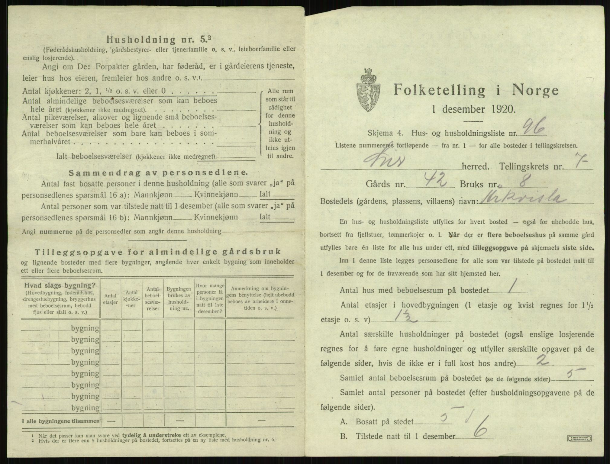 SAKO, 1920 census for Lier, 1920, p. 1267