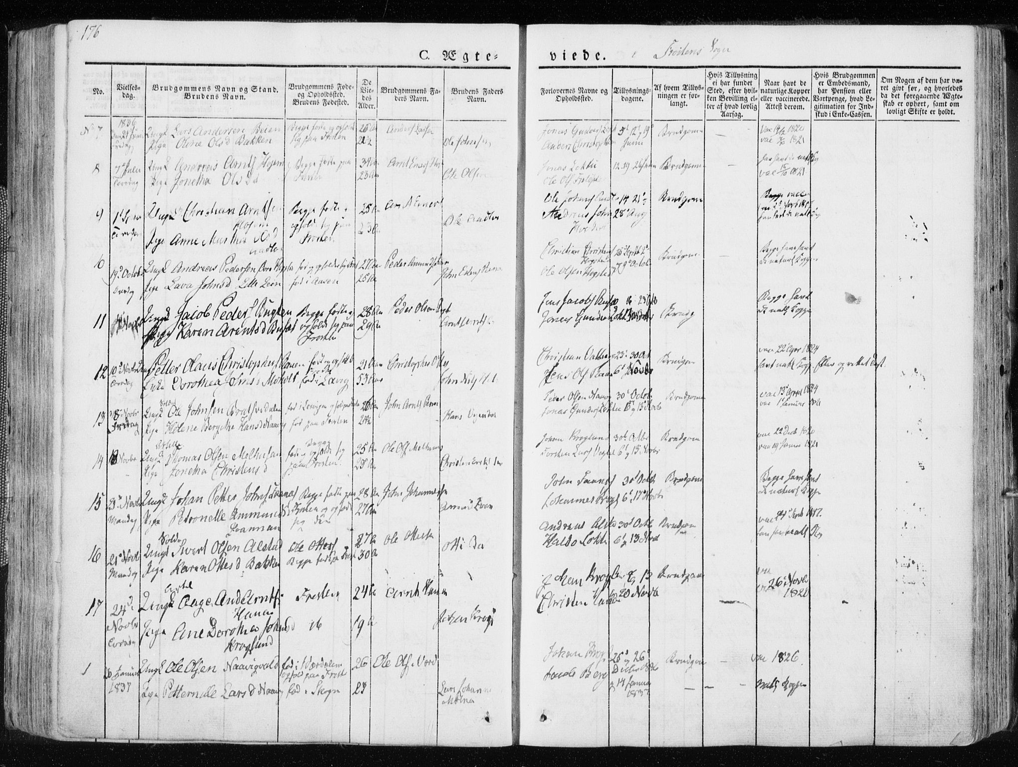 Ministerialprotokoller, klokkerbøker og fødselsregistre - Nord-Trøndelag, SAT/A-1458/713/L0114: Parish register (official) no. 713A05, 1827-1839, p. 176
