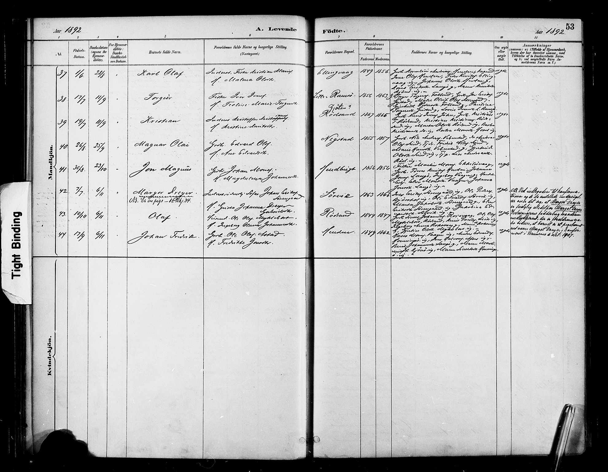 Ministerialprotokoller, klokkerbøker og fødselsregistre - Møre og Romsdal, AV/SAT-A-1454/569/L0819: Parish register (official) no. 569A05, 1885-1899, p. 53