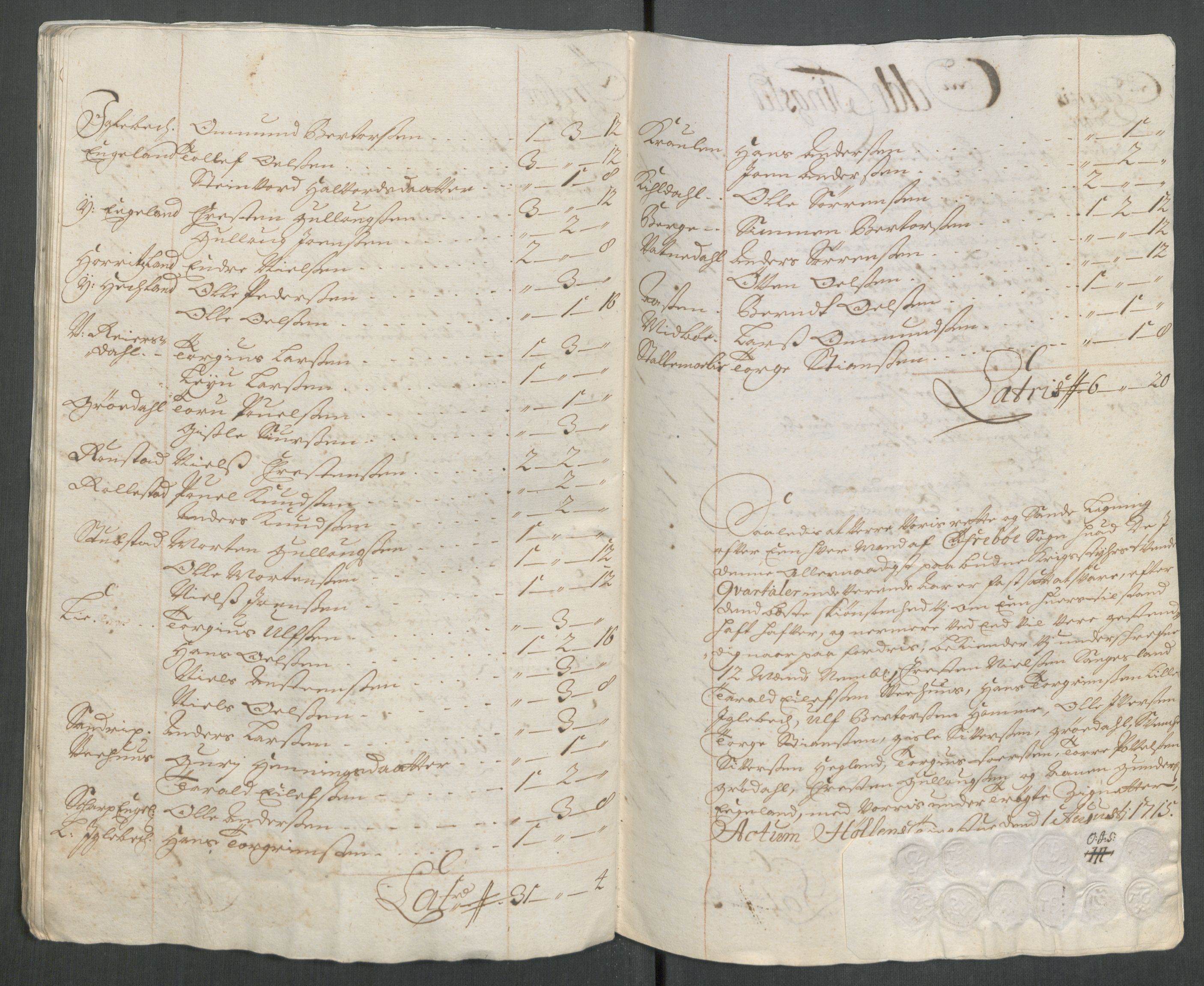 Rentekammeret inntil 1814, Reviderte regnskaper, Fogderegnskap, AV/RA-EA-4092/R43/L2559: Fogderegnskap Lista og Mandal, 1715, p. 154