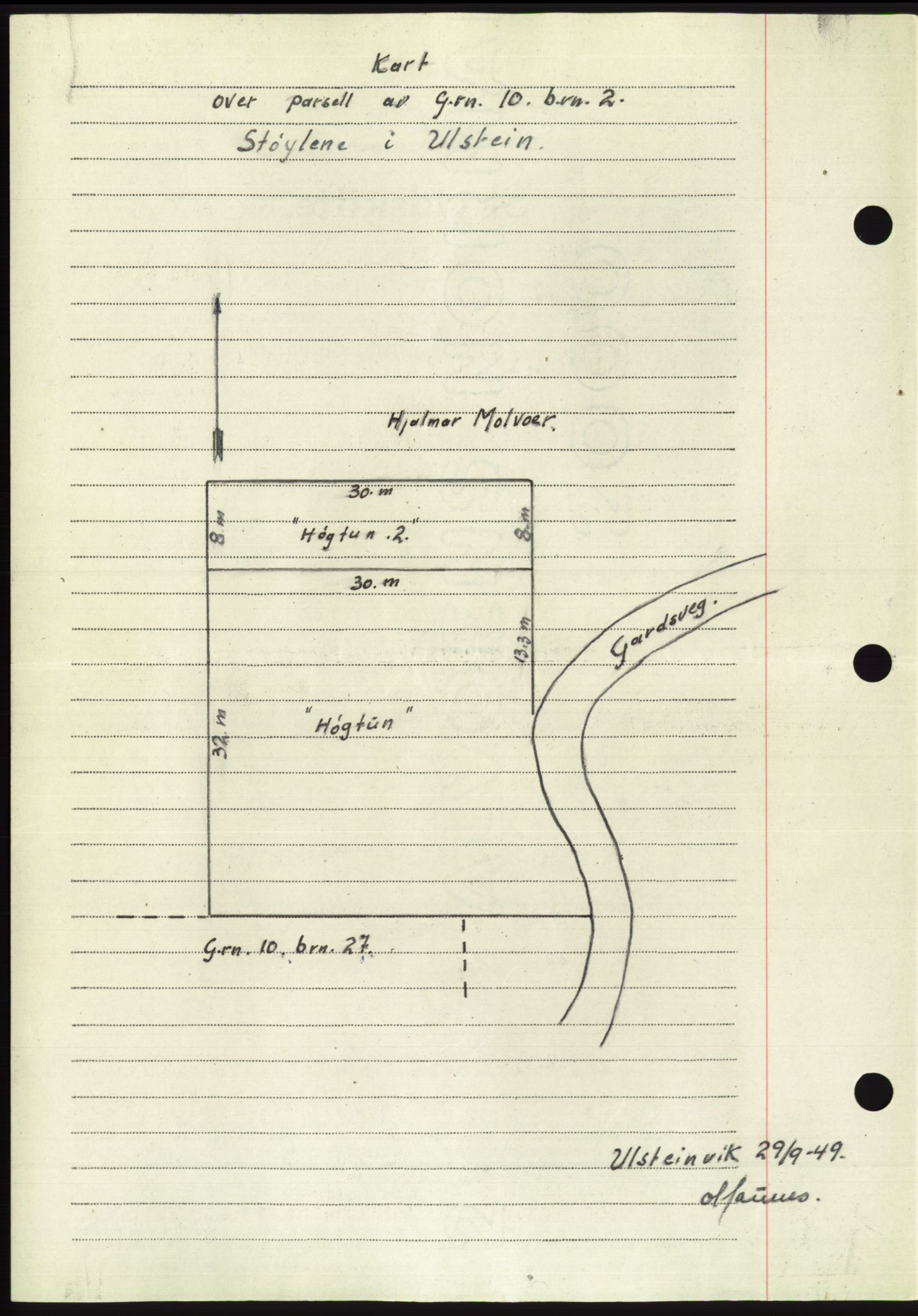 Søre Sunnmøre sorenskriveri, AV/SAT-A-4122/1/2/2C/L0085: Mortgage book no. 11A, 1949-1949, Diary no: : 1605/1949