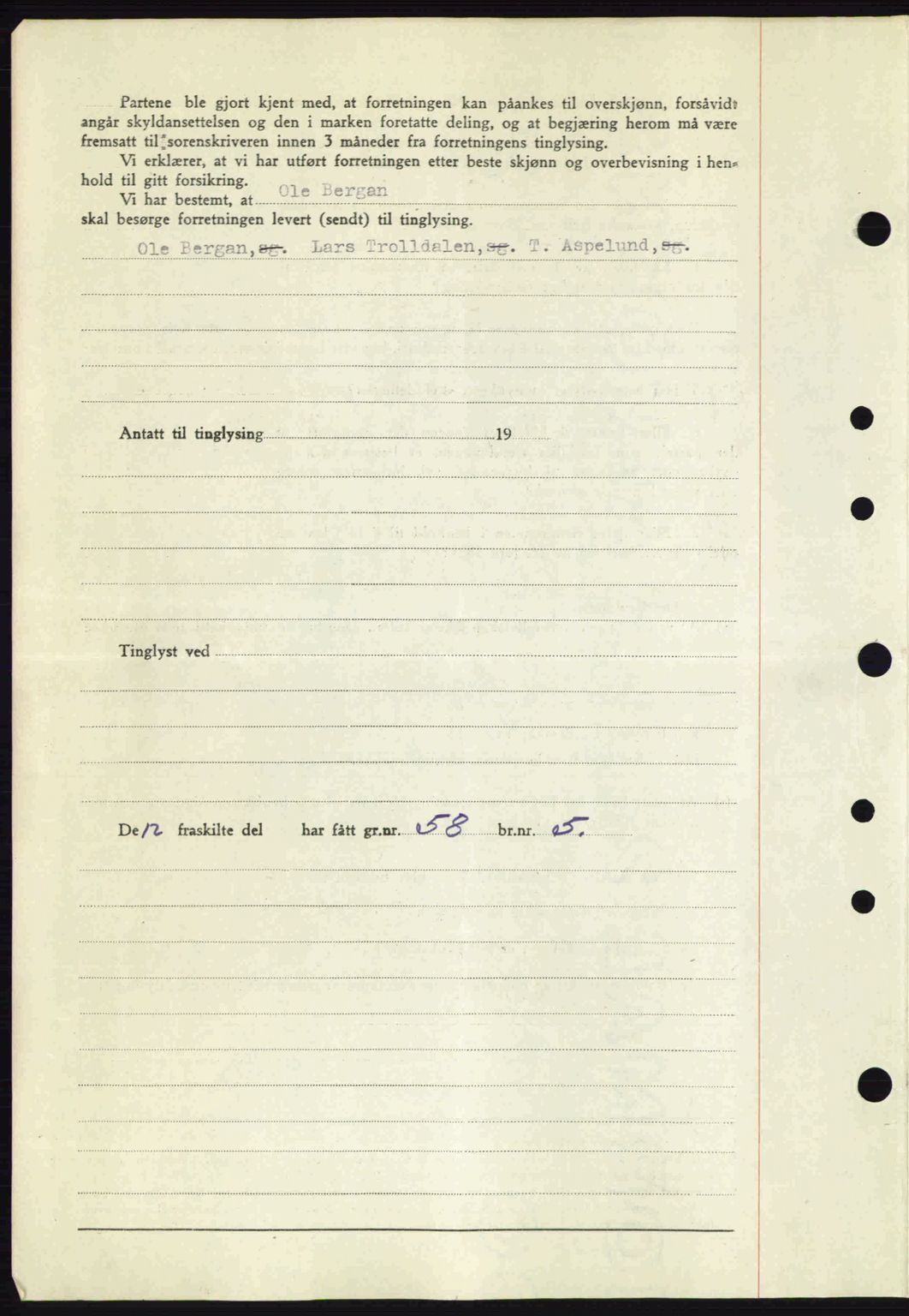 Jarlsberg sorenskriveri, SAKO/A-131/G/Ga/Gaa/L0013: Mortgage book no. A-13, 1942-1943, Diary no: : 626/1943