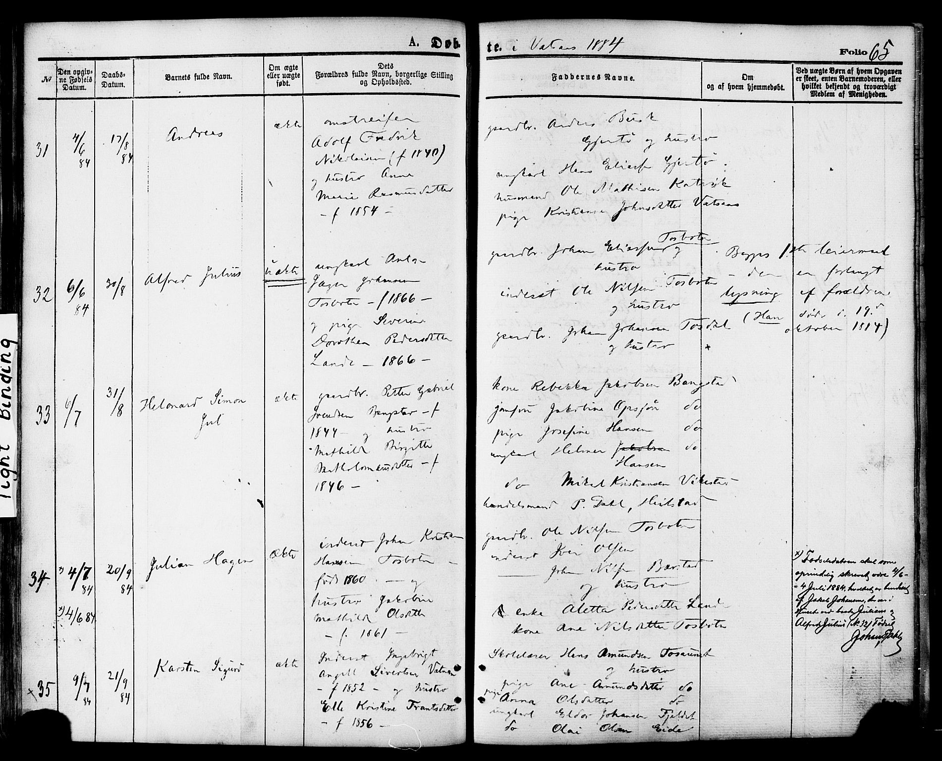 Ministerialprotokoller, klokkerbøker og fødselsregistre - Nordland, AV/SAT-A-1459/810/L0148: Parish register (official) no. 810A09 /1, 1874-1884, p. 65