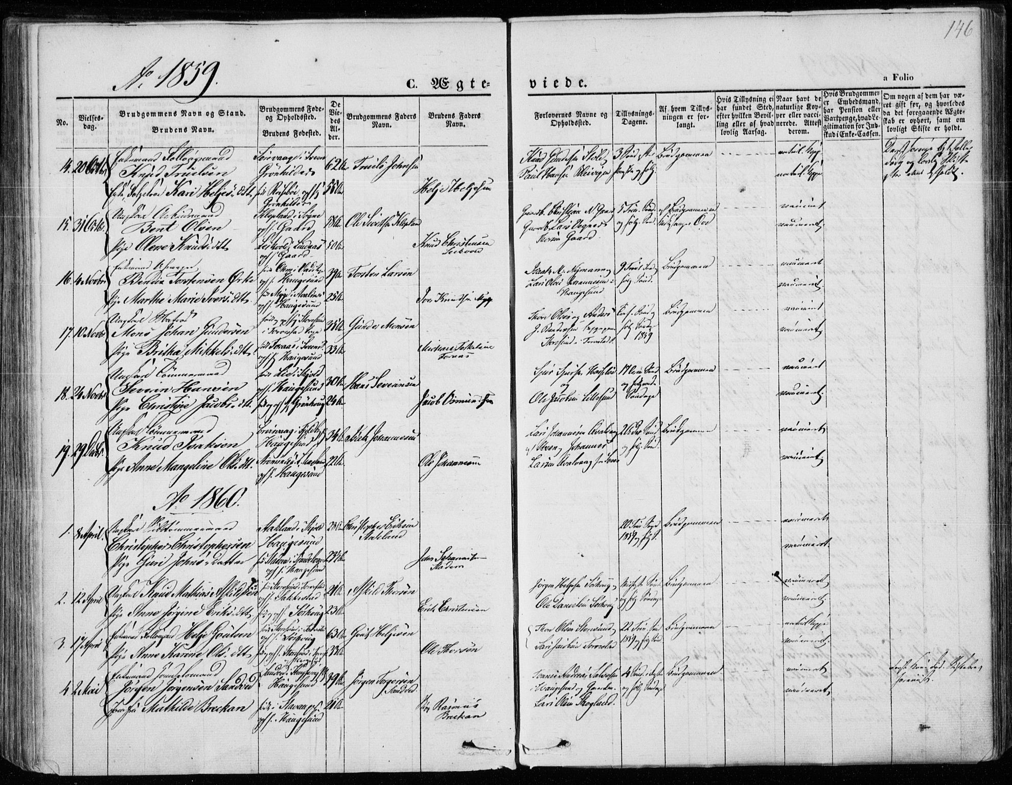 Torvastad sokneprestkontor, AV/SAST-A -101857/H/Ha/Haa/L0011: Parish register (official) no. A 11, 1857-1866, p. 146