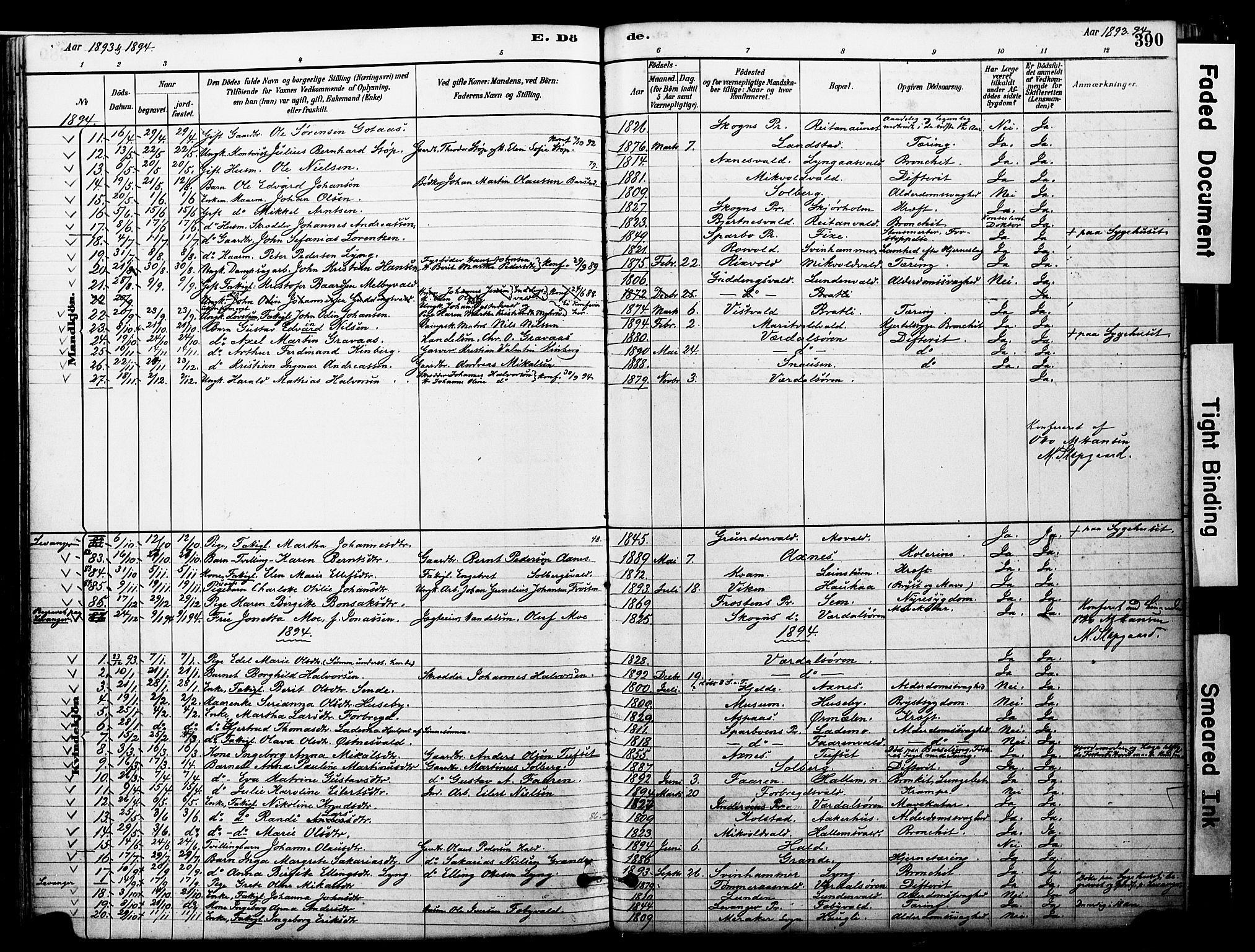 Ministerialprotokoller, klokkerbøker og fødselsregistre - Nord-Trøndelag, AV/SAT-A-1458/723/L0244: Parish register (official) no. 723A13, 1881-1899, p. 390