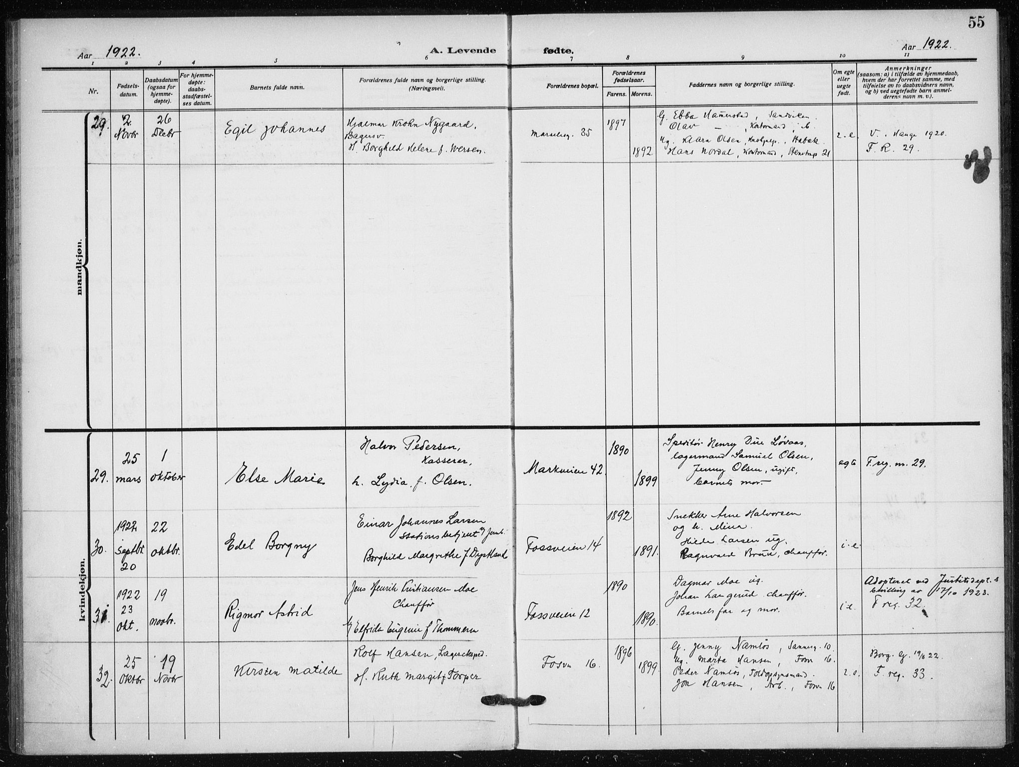 Hauge prestekontor Kirkebøker, AV/SAO-A-10849/F/Fa/L0001: Parish register (official) no. 1, 1917-1938, p. 55