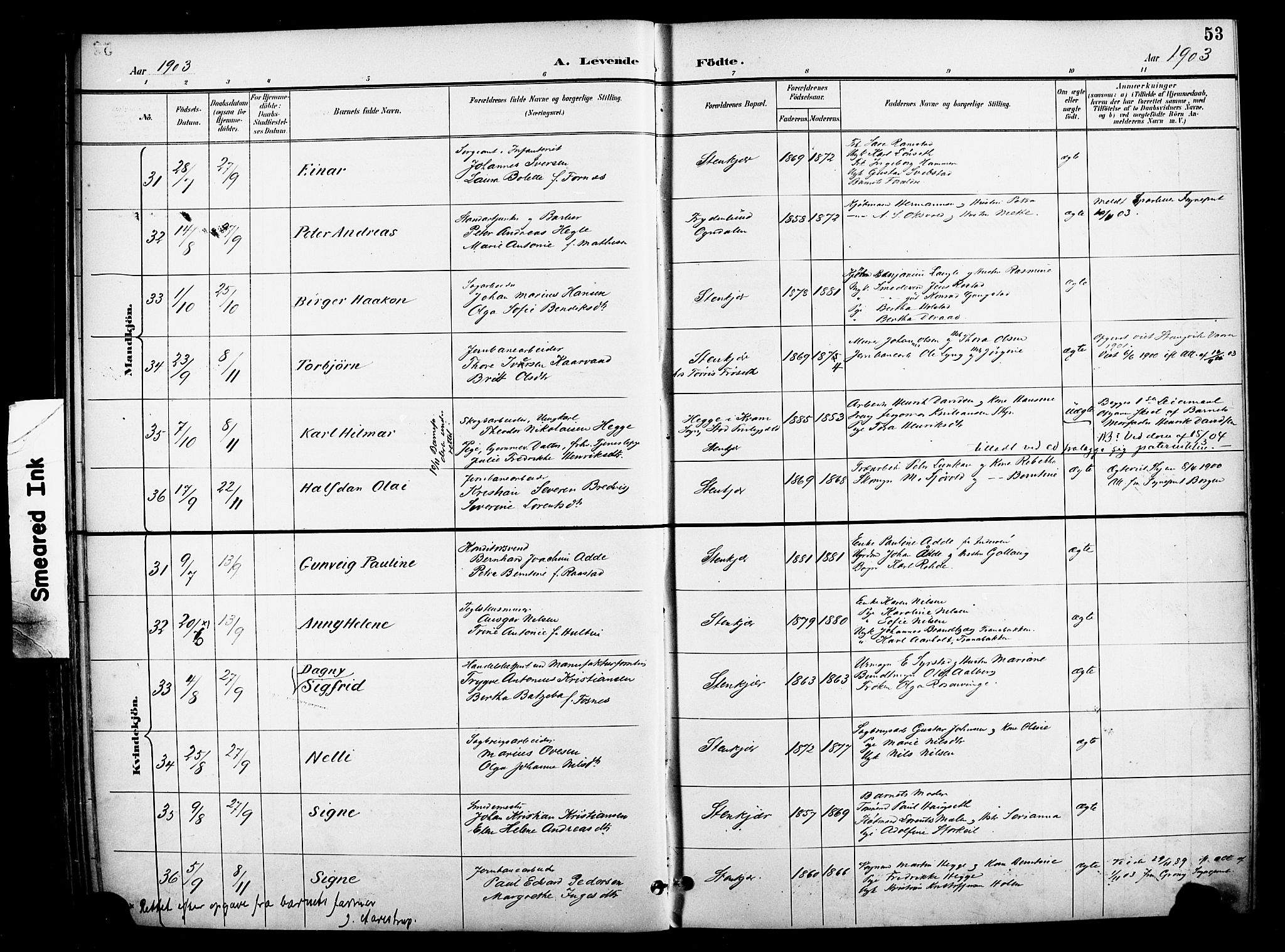 Ministerialprotokoller, klokkerbøker og fødselsregistre - Nord-Trøndelag, AV/SAT-A-1458/739/L0372: Parish register (official) no. 739A04, 1895-1903, p. 53