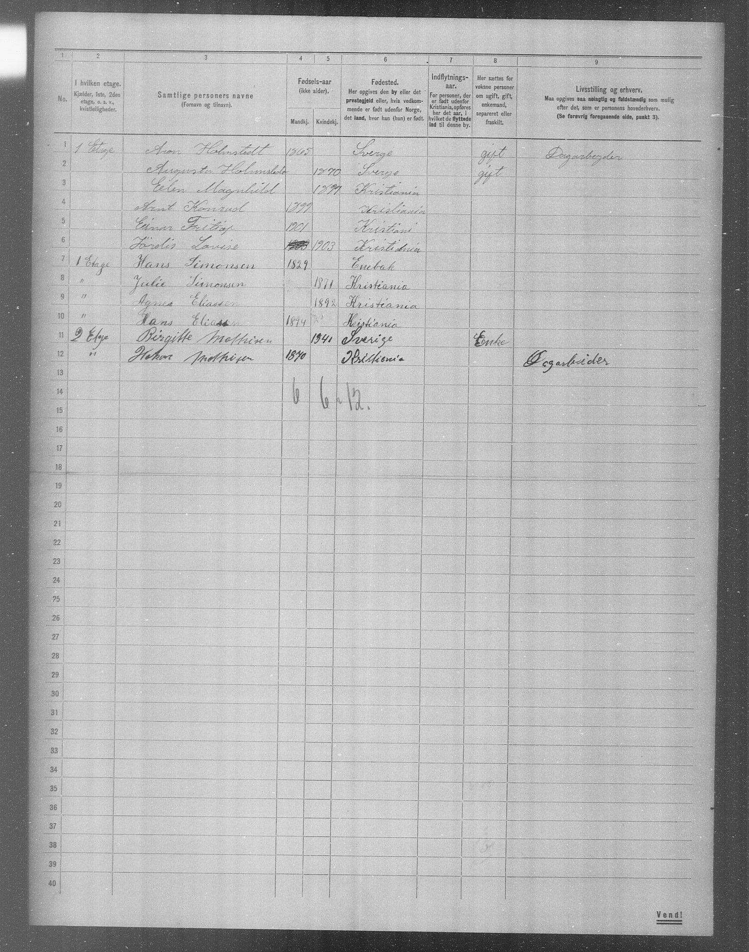 OBA, Municipal Census 1904 for Kristiania, 1904, p. 11169