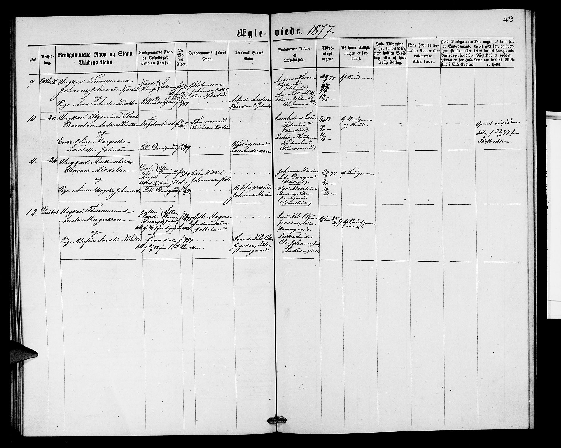 Laksevåg Sokneprestembete, AV/SAB-A-76501/H/Ha/Hab/Haba/L0001: Parish register (copy) no. A 1, 1875-1877, p. 42