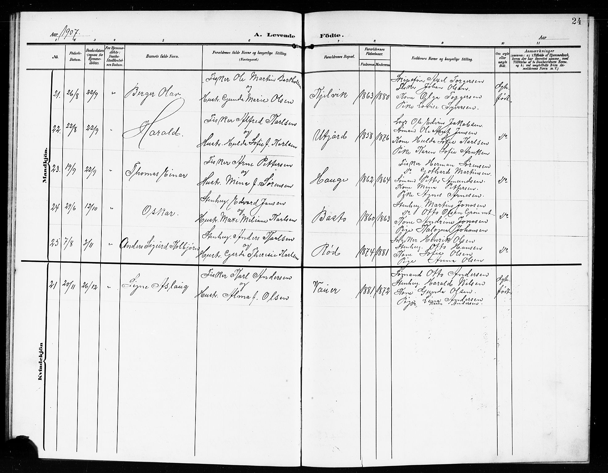 Hvaler prestekontor Kirkebøker, SAO/A-2001/G/Gb/L0003: Parish register (copy) no. II 3, 1904-1917, p. 24
