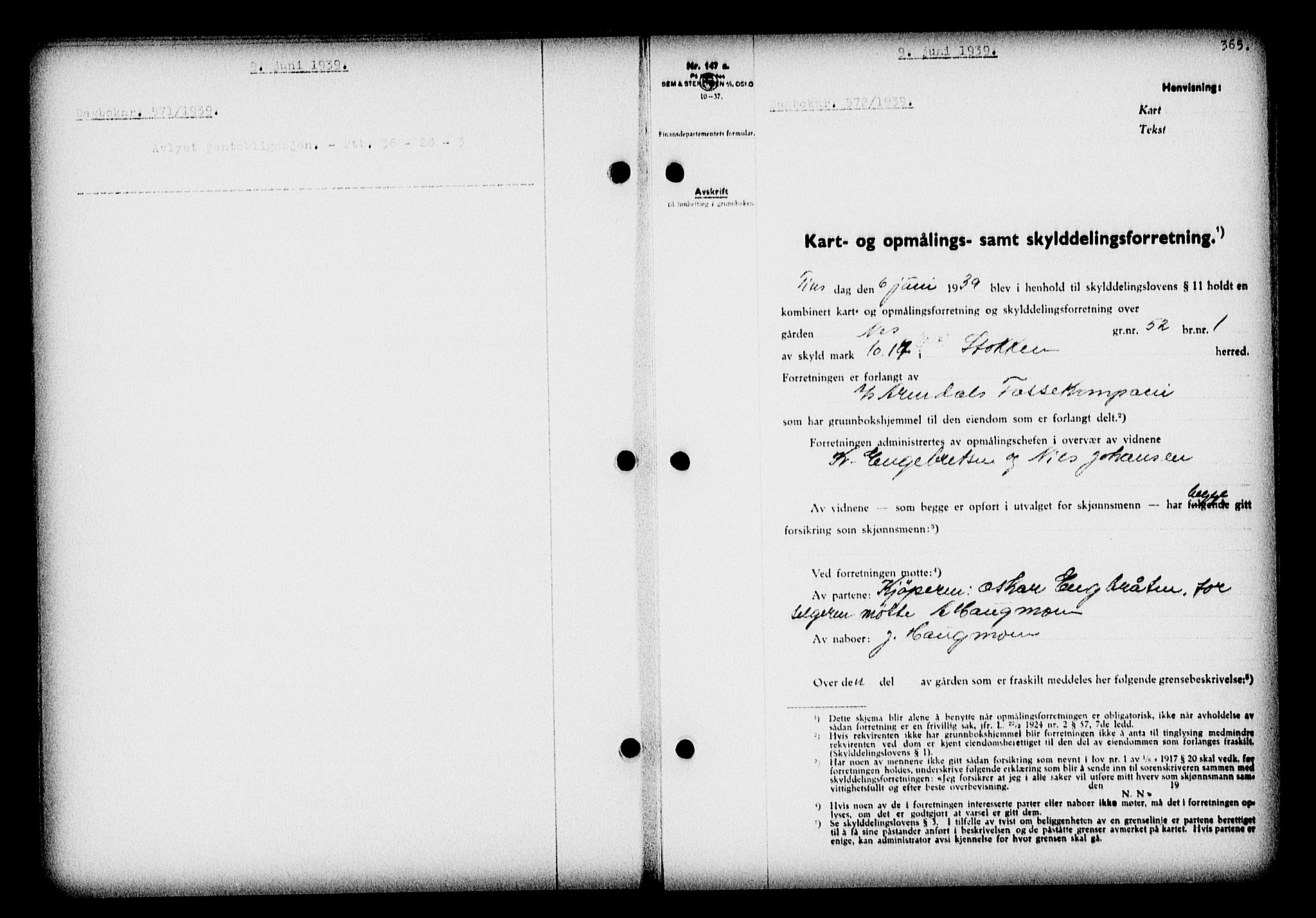 Nedenes sorenskriveri, SAK/1221-0006/G/Gb/Gba/L0046: Mortgage book no. 42, 1938-1939, Diary no: : 572/1939