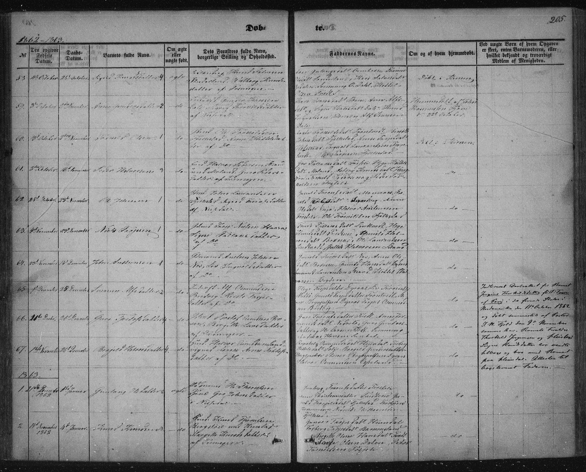 Nissedal kirkebøker, SAKO/A-288/F/Fa/L0003: Parish register (official) no. I 3, 1846-1870, p. 204-205