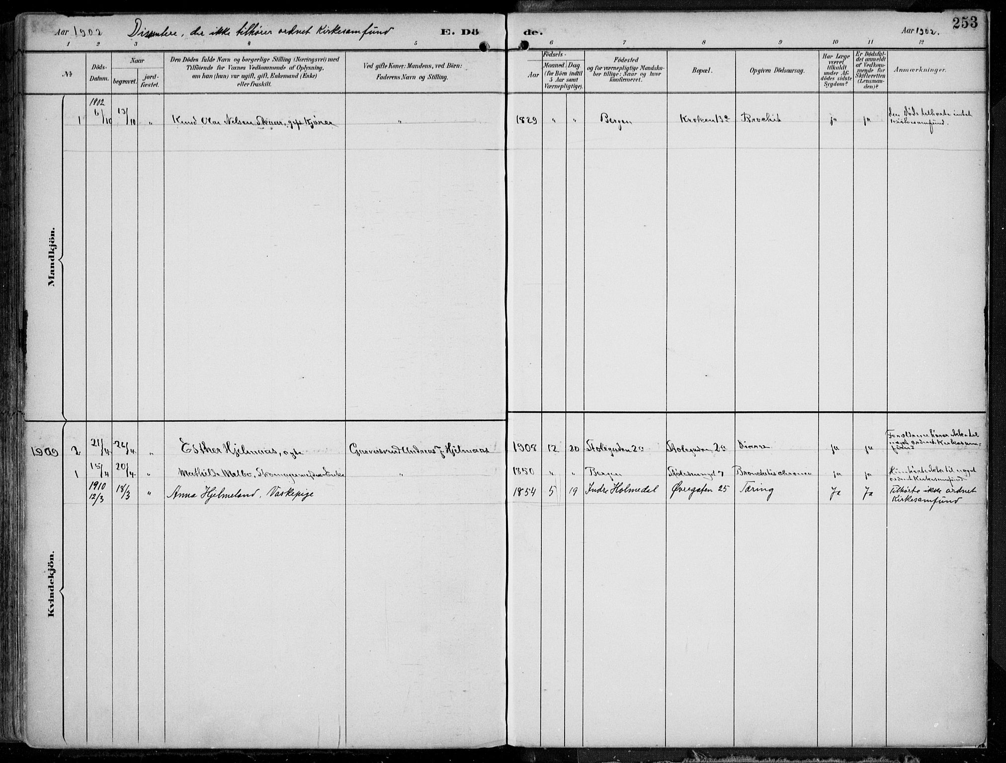 Mariakirken Sokneprestembete, SAB/A-76901/H/Hab/L0005: Parish register (copy) no. A 5, 1893-1913, p. 253