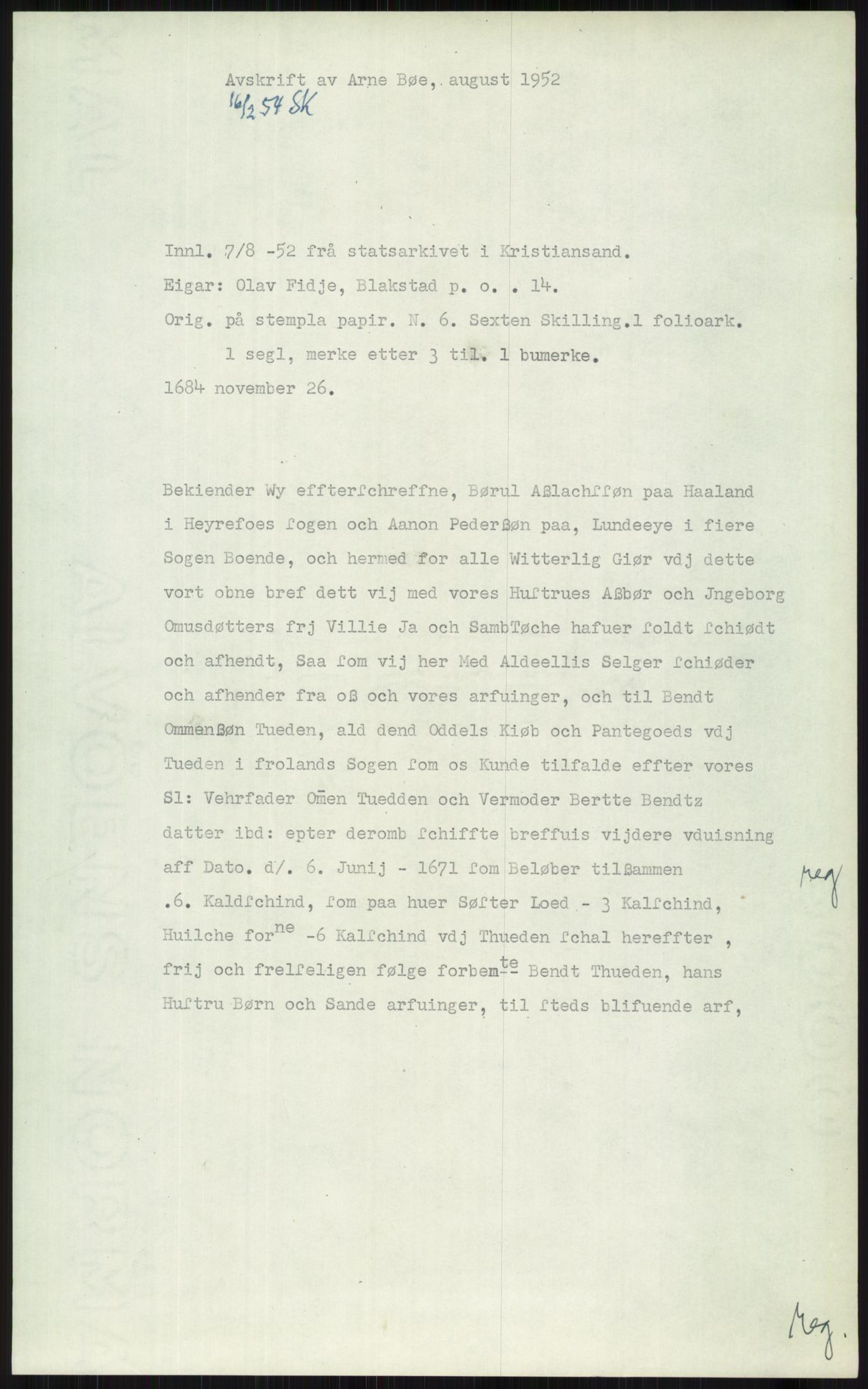 Samlinger til kildeutgivelse, Diplomavskriftsamlingen, AV/RA-EA-4053/H/Ha, p. 1894