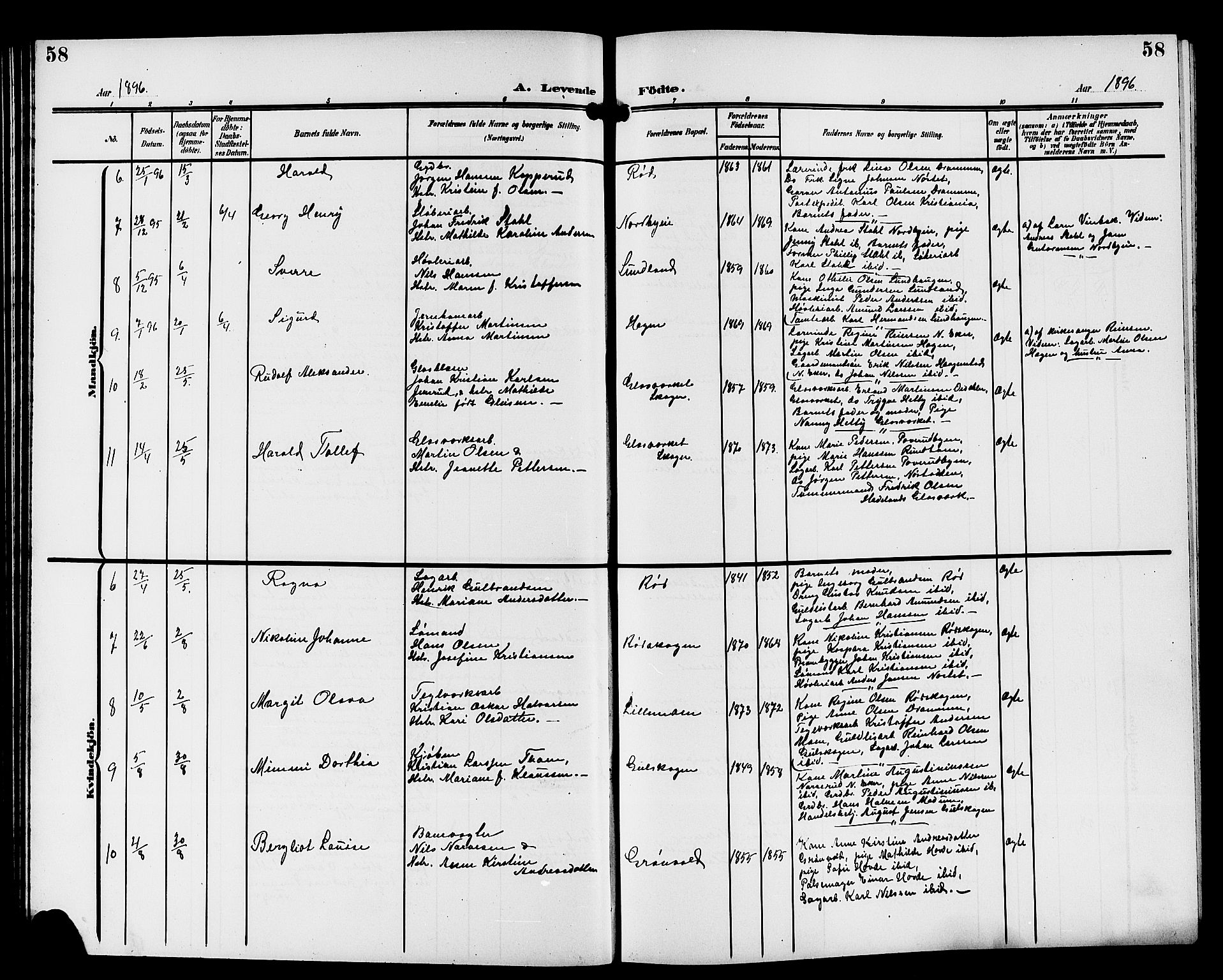 Strømsgodset kirkebøker, AV/SAKO-A-324/G/Ga/L0002: Parish register (copy) no. 2, 1885-1910, p. 58