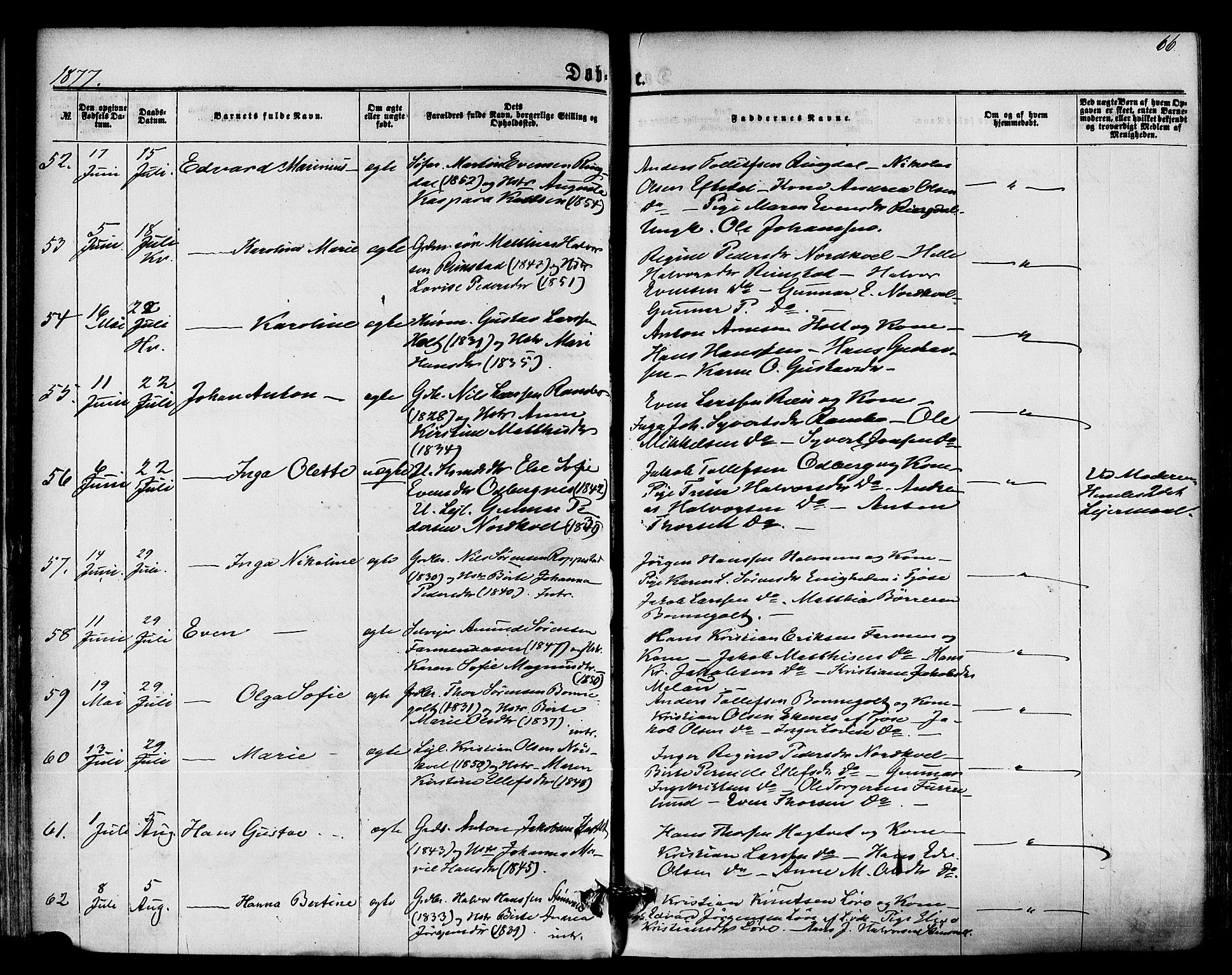 Hedrum kirkebøker, AV/SAKO-A-344/F/Fa/L0008: Parish register (official) no. I 8, 1869-1880, p. 66