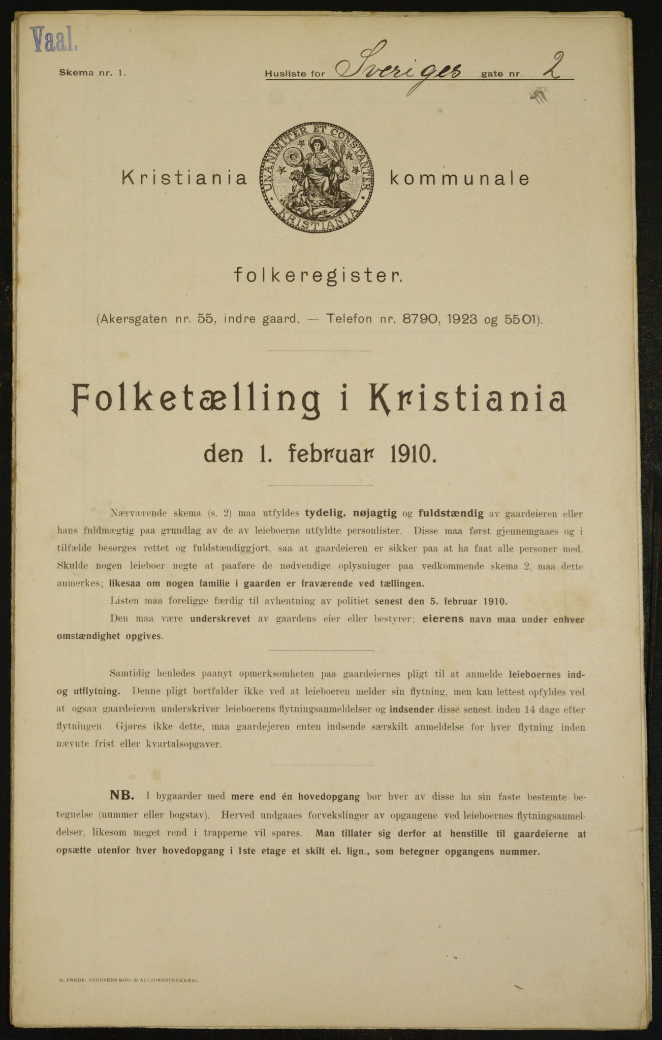 OBA, Municipal Census 1910 for Kristiania, 1910, p. 100309