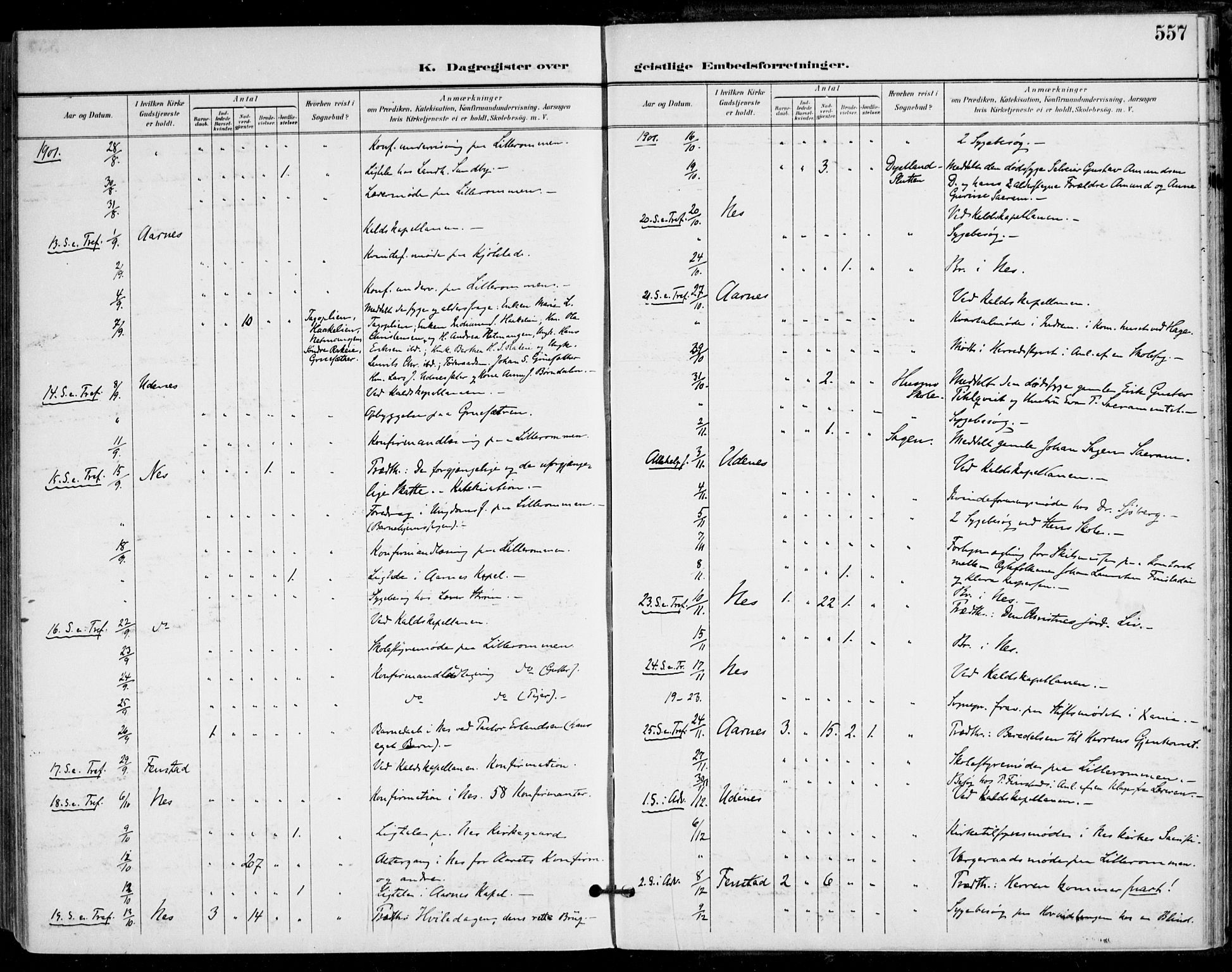 Nes prestekontor Kirkebøker, AV/SAO-A-10410/F/Fa/L0011: Parish register (official) no. I 11, 1899-1918, p. 557