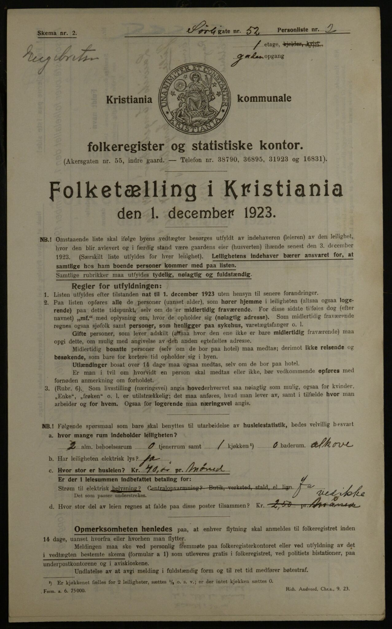 OBA, Municipal Census 1923 for Kristiania, 1923, p. 118283