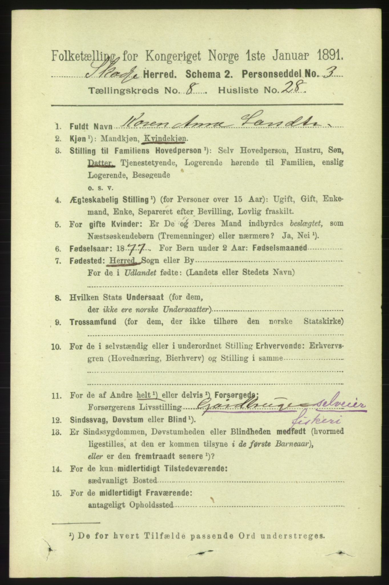 RA, 1891 census for 1529 Skodje, 1891, p. 1836