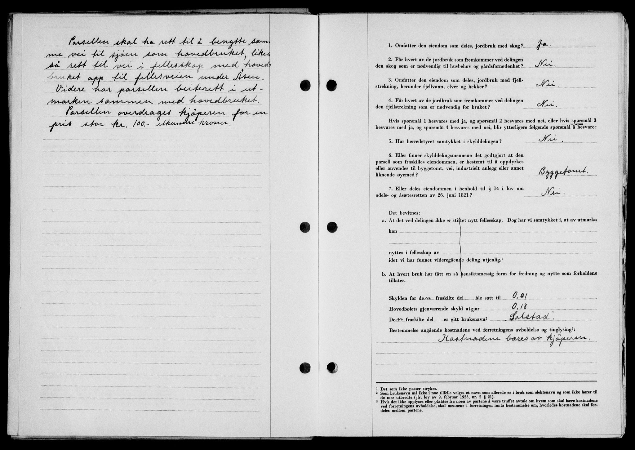 Lofoten sorenskriveri, SAT/A-0017/1/2/2C/L0022a: Mortgage book no. 22a, 1949-1950, Diary no: : 3233/1949